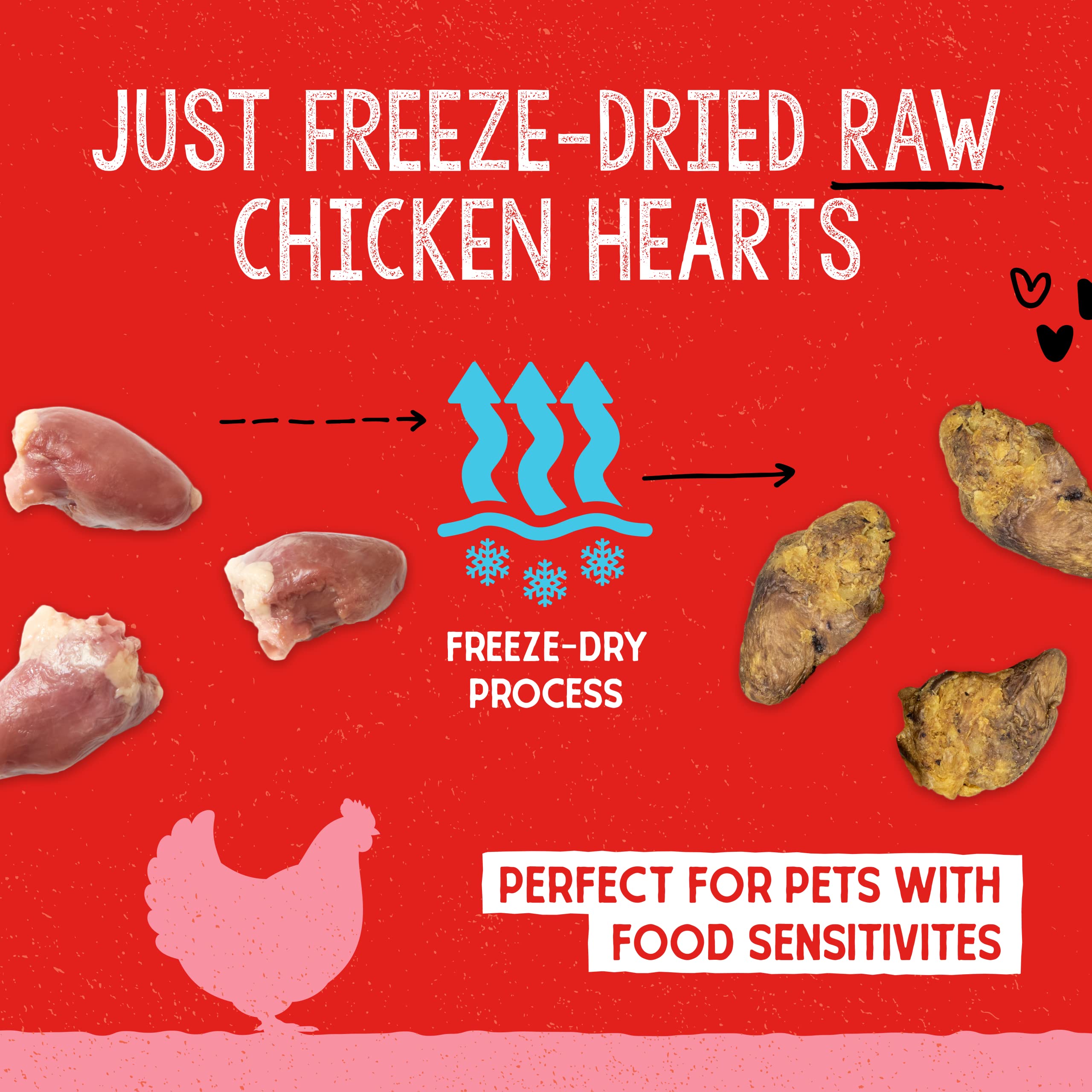 Stella & Chewys Freeze-Dried Raw Single Ingredient Chicken Hearts Dog Treats, 11.5 oz. Bag