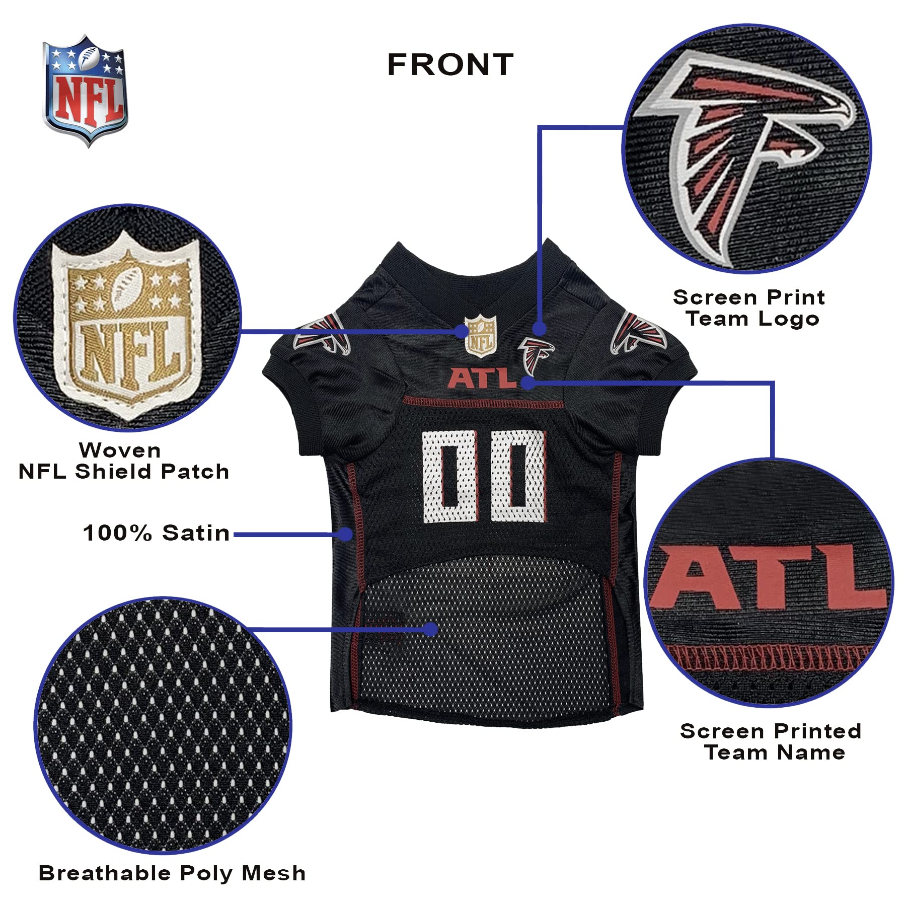 Pets First Atlanta Falcons NFL Mesh Pet Jersey, X-Large, Multi-Color
