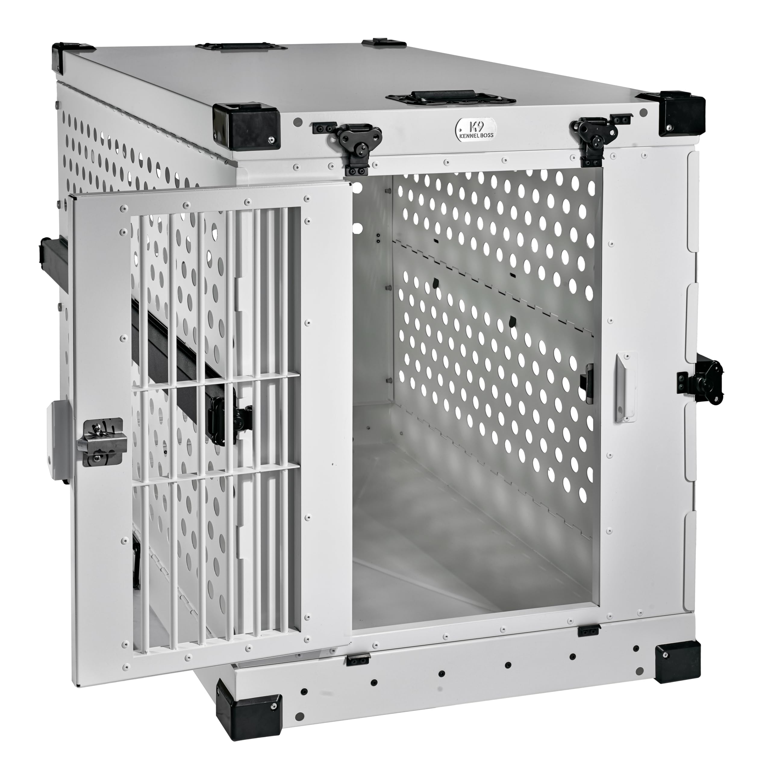 K9 Kennel Boss - Heavy Duty Fully Collapsible Powder-Coated Aluminum Dog Crate - Large (White)
