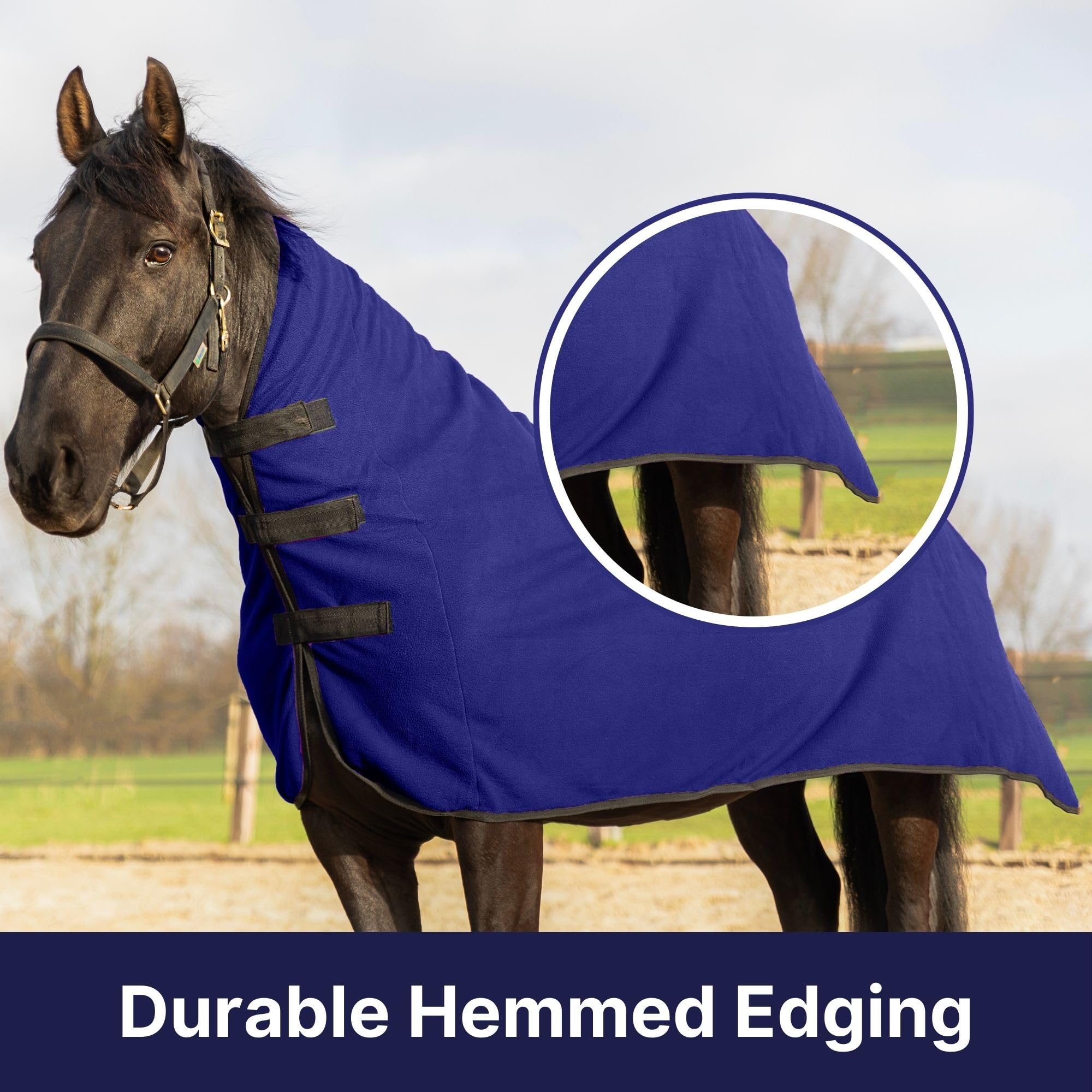 Resistance Long Lasting & Warm Soft Fleece Contour Cooler For Horse (Medium (68''-72''), Navy Blue)