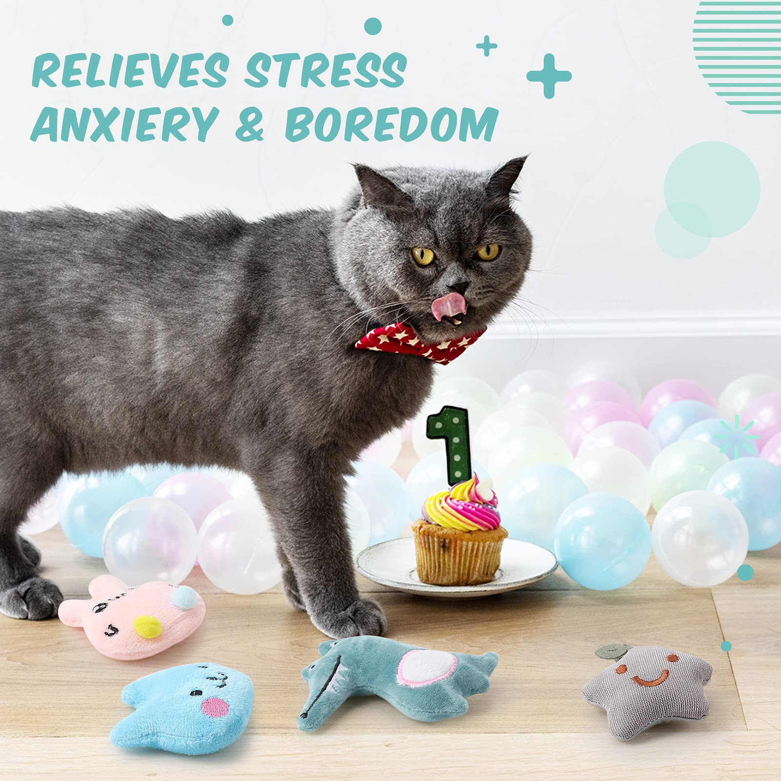 Gejoy 20 Pieces Catnip Toys For Indoor Cat Plush Cat Chew Toys Lovely Kitten Catnip Kitten Entertaining Interactive Kitten Dolls