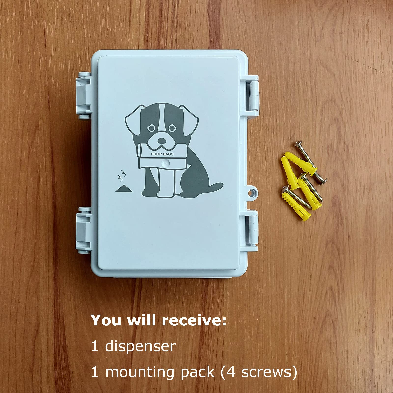 Dog Poop Bag Dispenser Wall Mounted Outside Or Inside Pet Waste Bags Holder Waterproof Screw-On Or Strap-On Doggy Pickup Rolls S