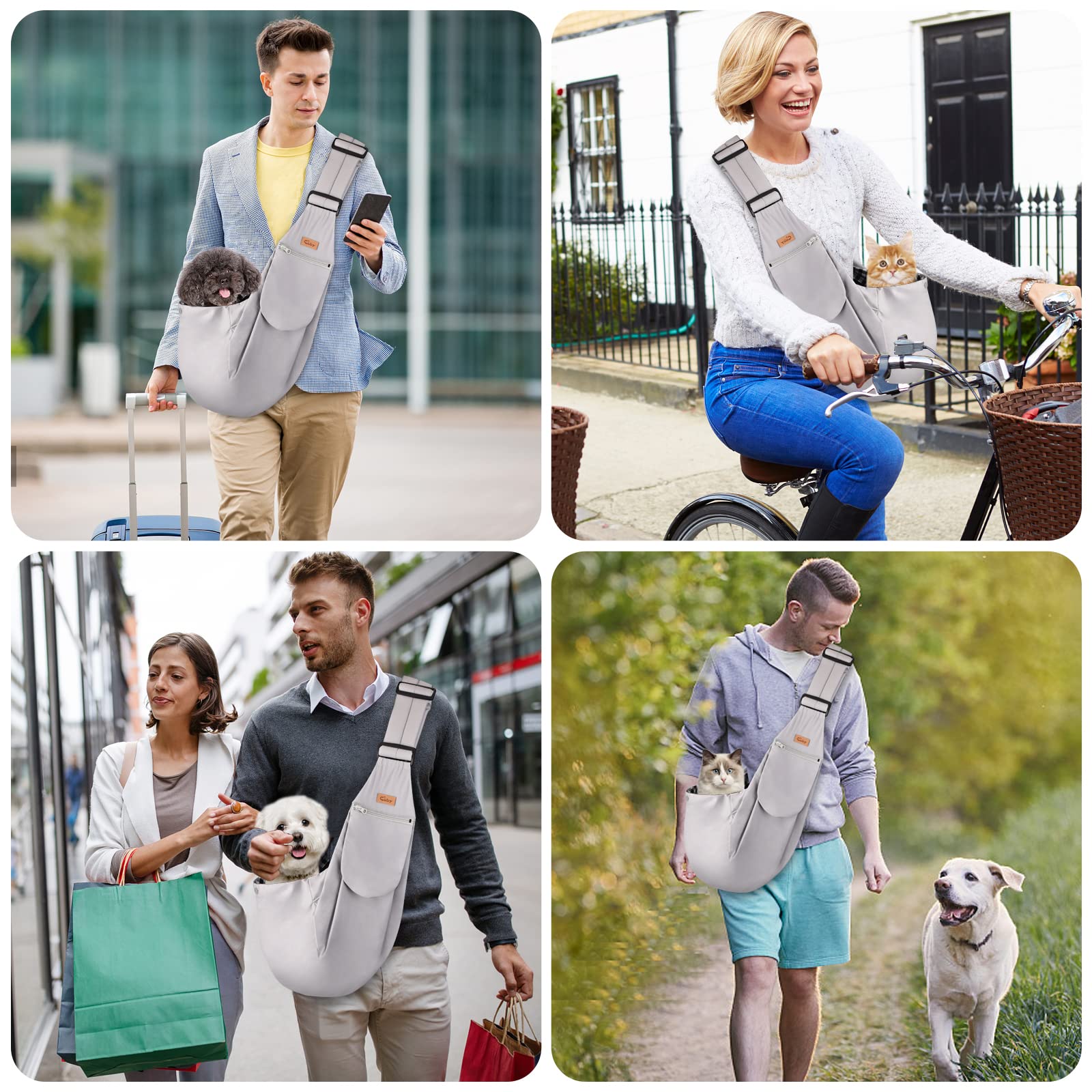 CUBY Dog and Cat Sling Carrier, Hands Free Reversible Pet Papoose Bag, Soft Pouch Adjustable, Suitable for Puppy Cats for Outdoo