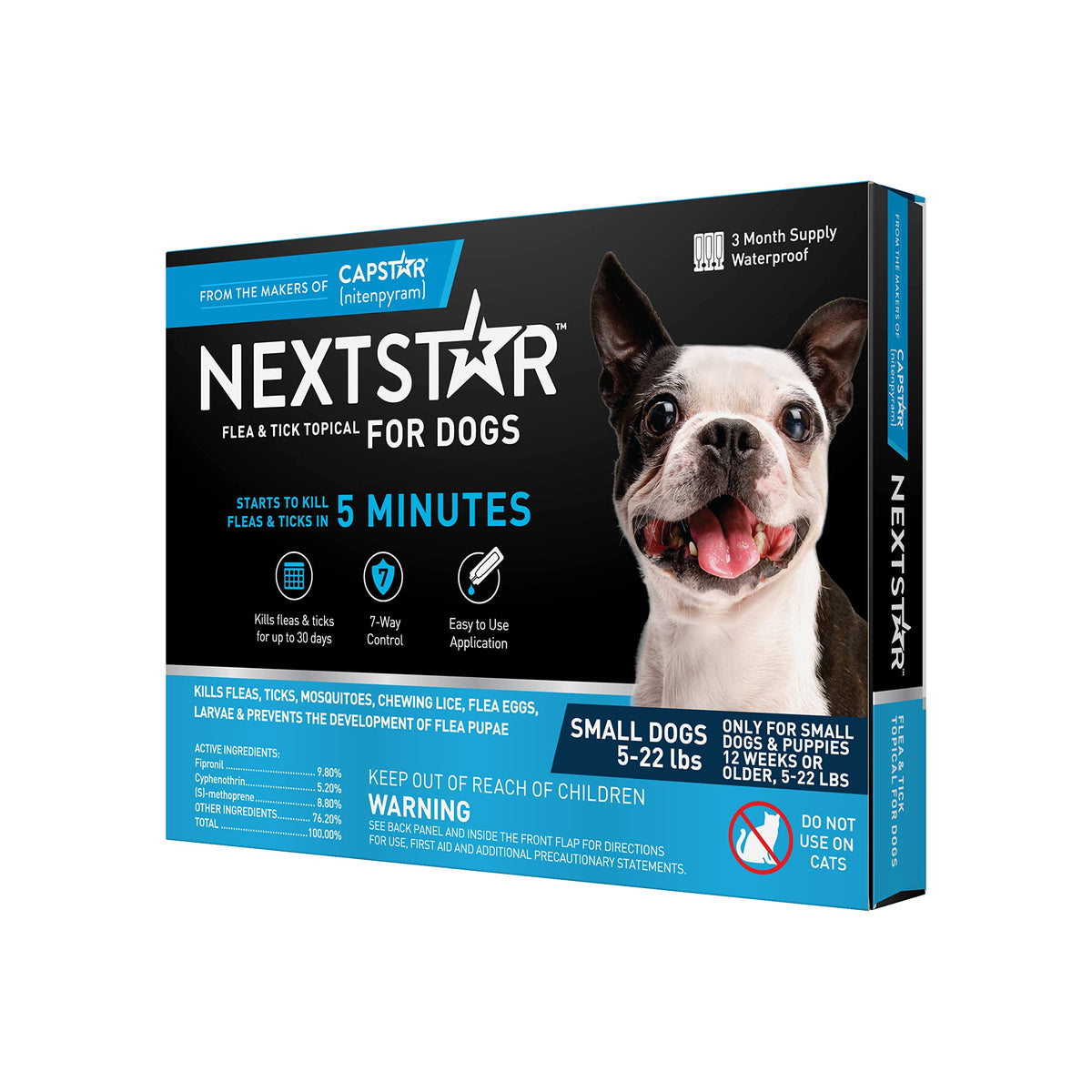 Nextstar Flea And Tick Prevention For Dogs, Dog Flea And Tick Treatment, Waterproof Topical, Fast Acting, Small Dogs (5-22 Lbs), 3 Doses