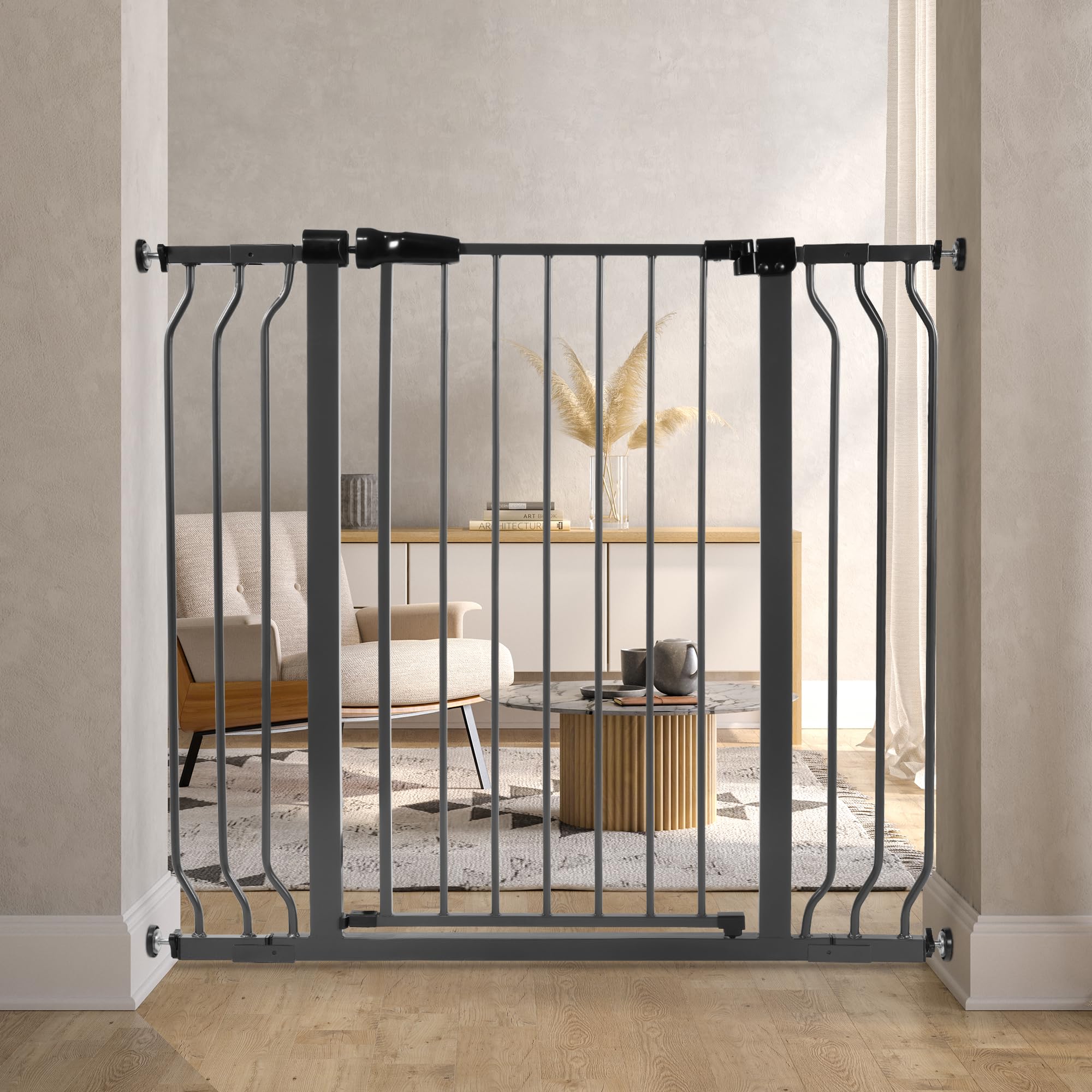 Balancefrom Easy Walk-Thru Safety Gate For Doorways And Stairways With Auto-Close/Hold-Open Features, 36-Inch Tall, Fits 29.1 - 43.3 Inch Openings, Graphite
