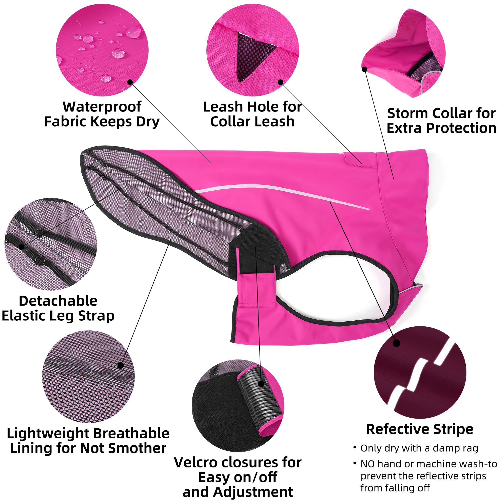 Mile High Life Dog Raincoat, Adjustable Waterproof Reflective Rain Jacket For Small Medium Large Dogs, Lightweight Breathable Pe