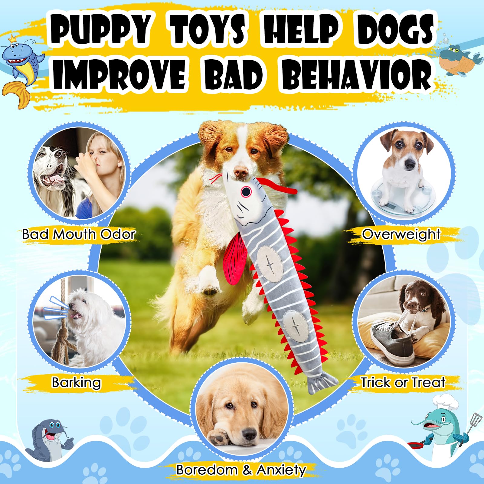 Jeefome Interactive Dog Toys For Small,Medium And Large Breeds-Squeaky Tug Toy With Soft Fabric-Best Dog Boredom Toys To Keep Th