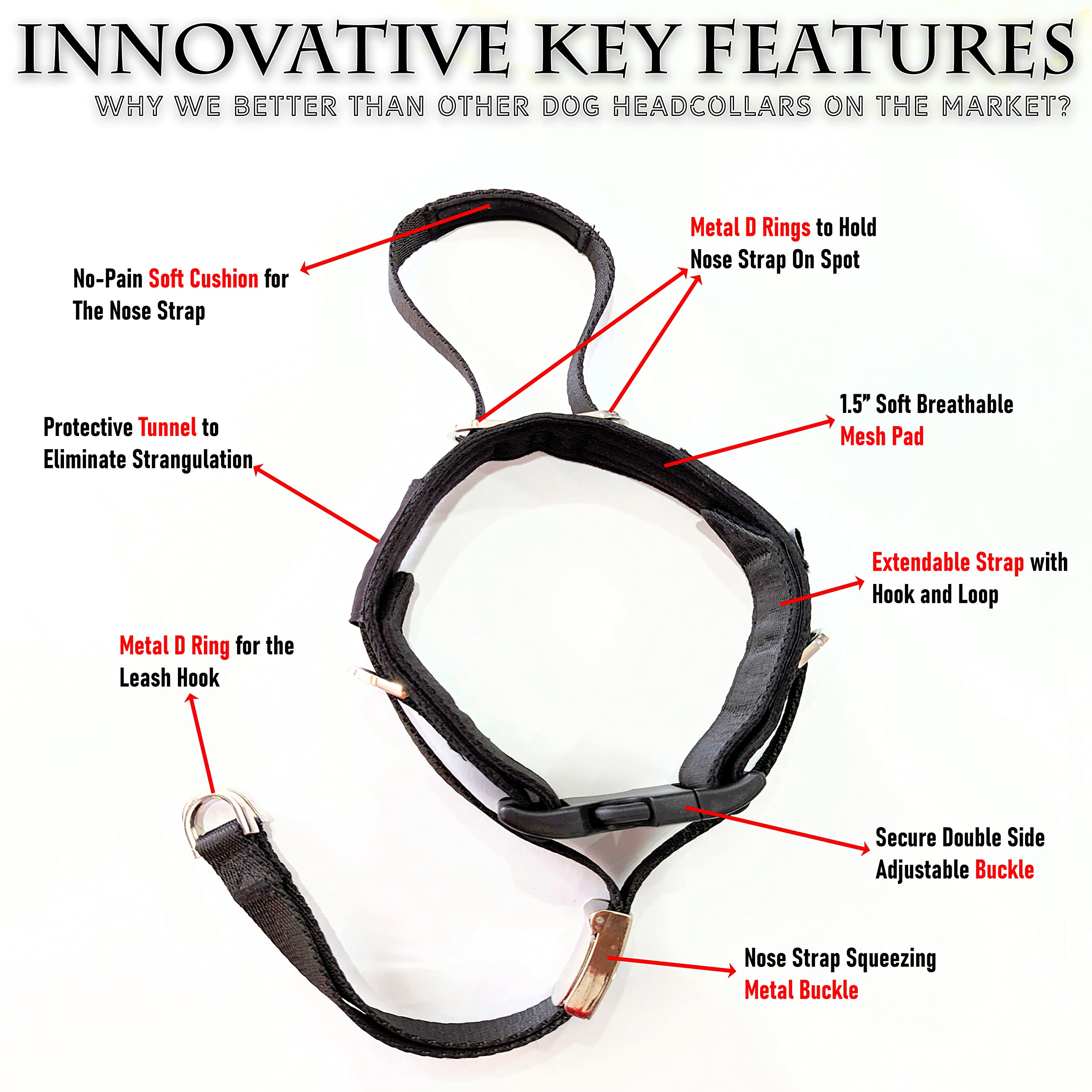 Petspromax No-Pull Dog Headcollar For Extra Large Dogs; Instant Stop Pulling; Gentle Training Collar For Dogs; Comfortable, Safe