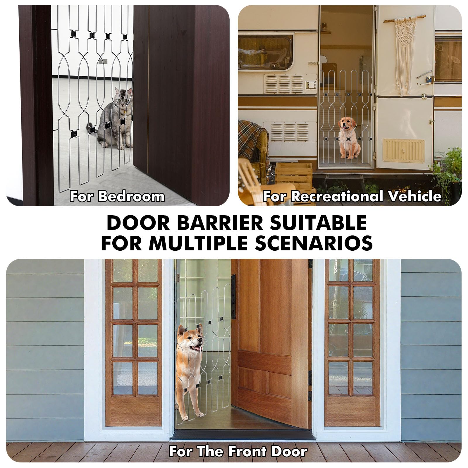Snagle Paw Metal Retractable Door Barrier,24.4 Wide 35 Tall Safety Dog Gate for Front Door,Easy Install Retractable Pet Gate for