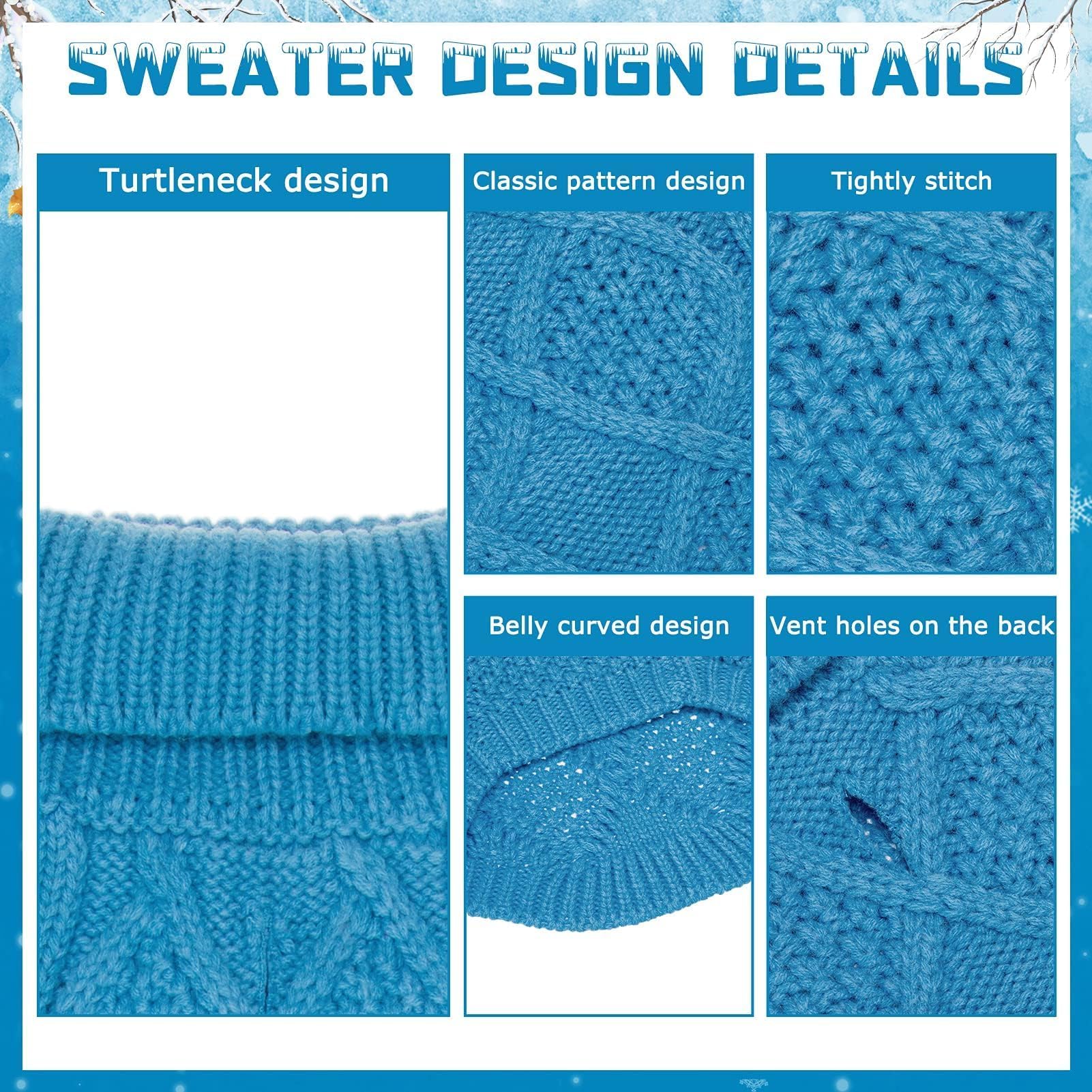Mihachi Turtleneck Dog Sweater - Winter Coat Apparel Classic Cable Knit Clothes With Leash Hole For Cold Weather, Ideal Gift For