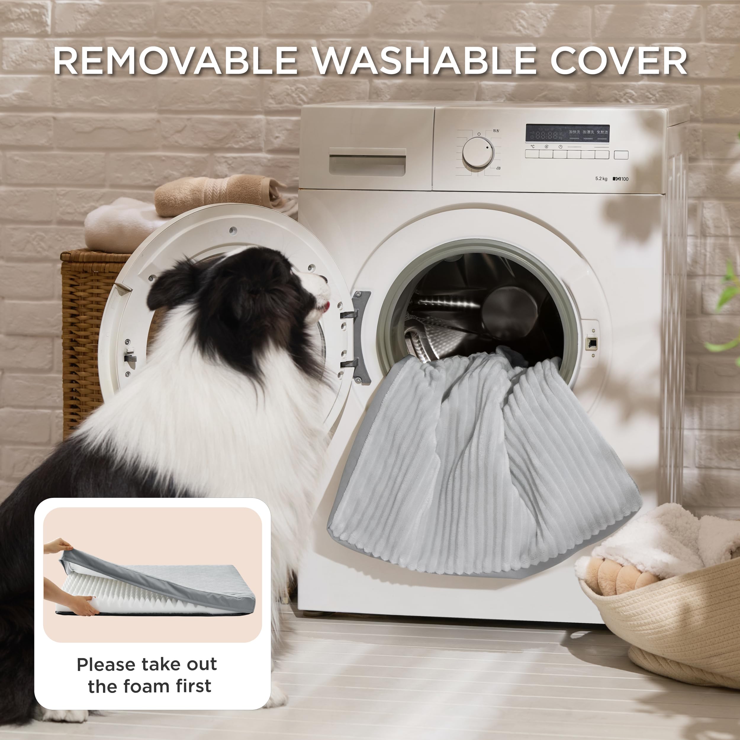 Bedsure Dog Beds Large Sized Dog- Orthopedic Pet Beds for Crate with Removable Machine Washable Cover, NOT Waterproof Egg Crate