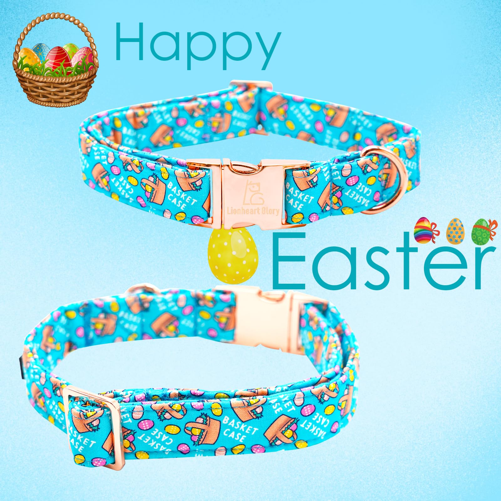 Lionheart Glory Easter Dog Collar Colorful Collar For Large Dog Collars Easter Egg Print Dog Collars Spring Female Or Male Pet G