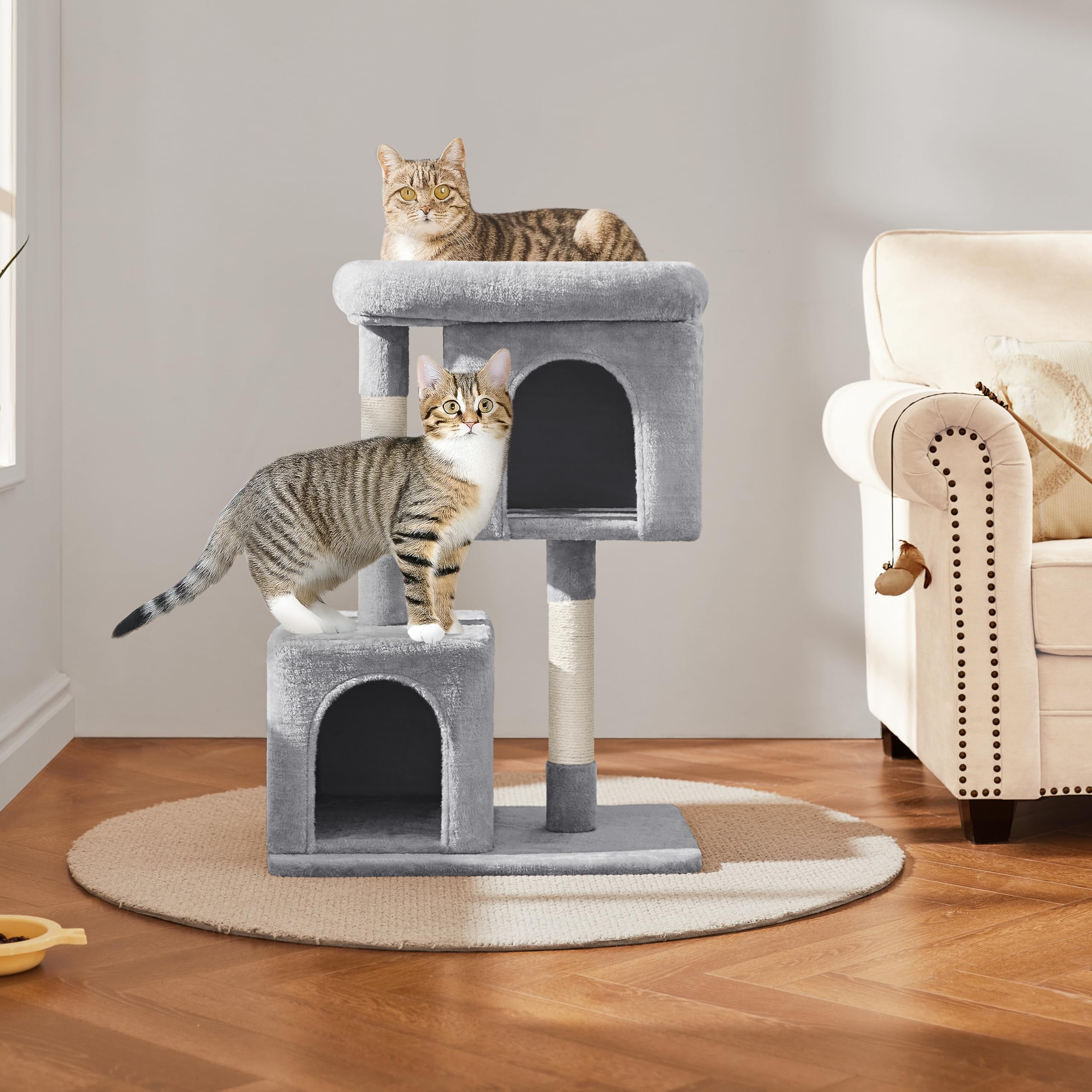 Yaheetech 33.5'' Cat Tree Cat Tower With 2 Cozy Plush Condos & Sisal Scratching Posts Cat Stand House For Cats & Pets