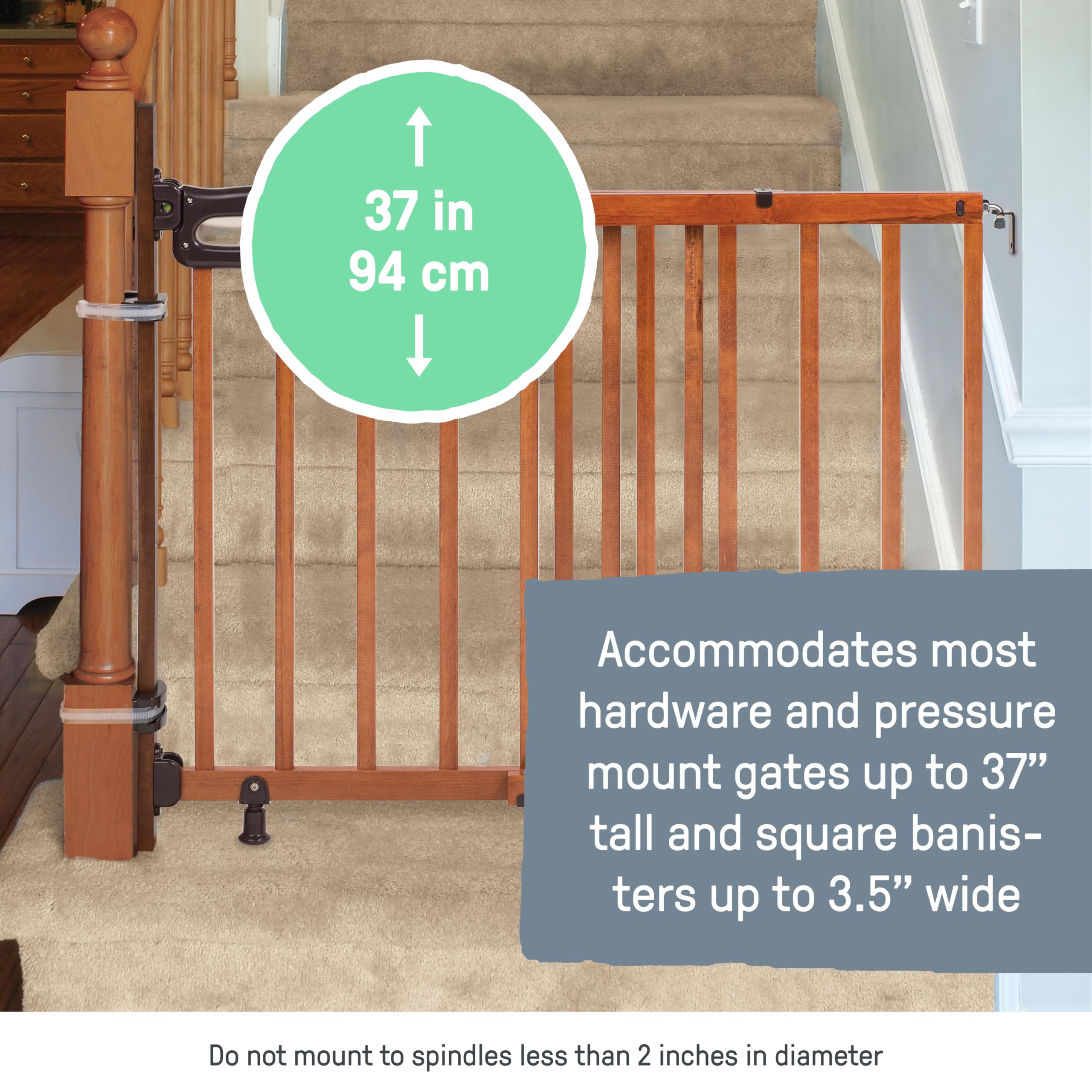 Summer Infant Banister To Banister Gate Mounting Kit - Fits Round Or Square Banisters, Accommodates Most Hardware & Pressure Mount Baby Gates Up To 37” Tall, Gate Sold Separately