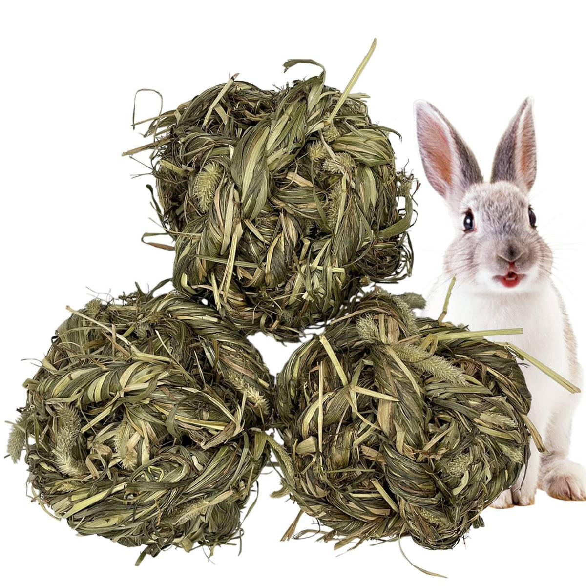 Tfwadmx Rabbit Timothy Grass Ball, Small Animal Activity Play Balls Chew Toys Teeth Grinding For Bunny Guinea Pig Hamster Rat Gerbil Chinchilla