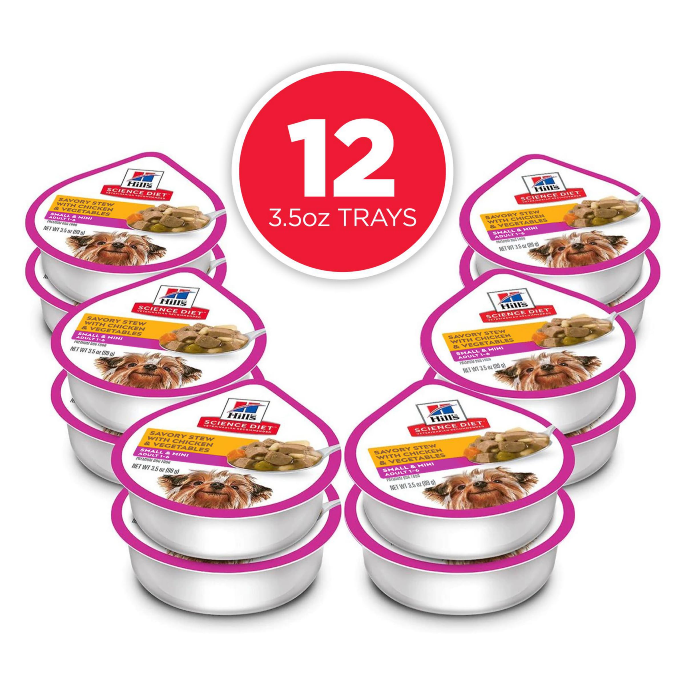 Hill s Science Diet Small & Mini, Adult 1-6, Small & Mini Breeds Premium Nutrition, Wet Dog Food, Chicken & Vegetables Stew, 3.