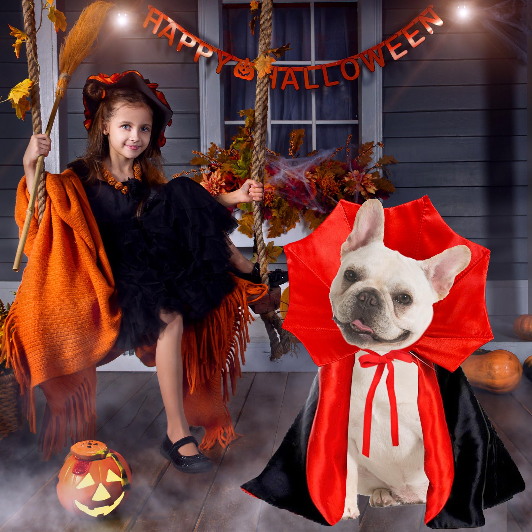 Goyoswa Dog Halloween Costumes, Dog Vampire Cloak Costume Dog Devil Costume Dog Vampire Cloak Cape Halloween Costumes For Small Medium Large Dogs Pets (Small)