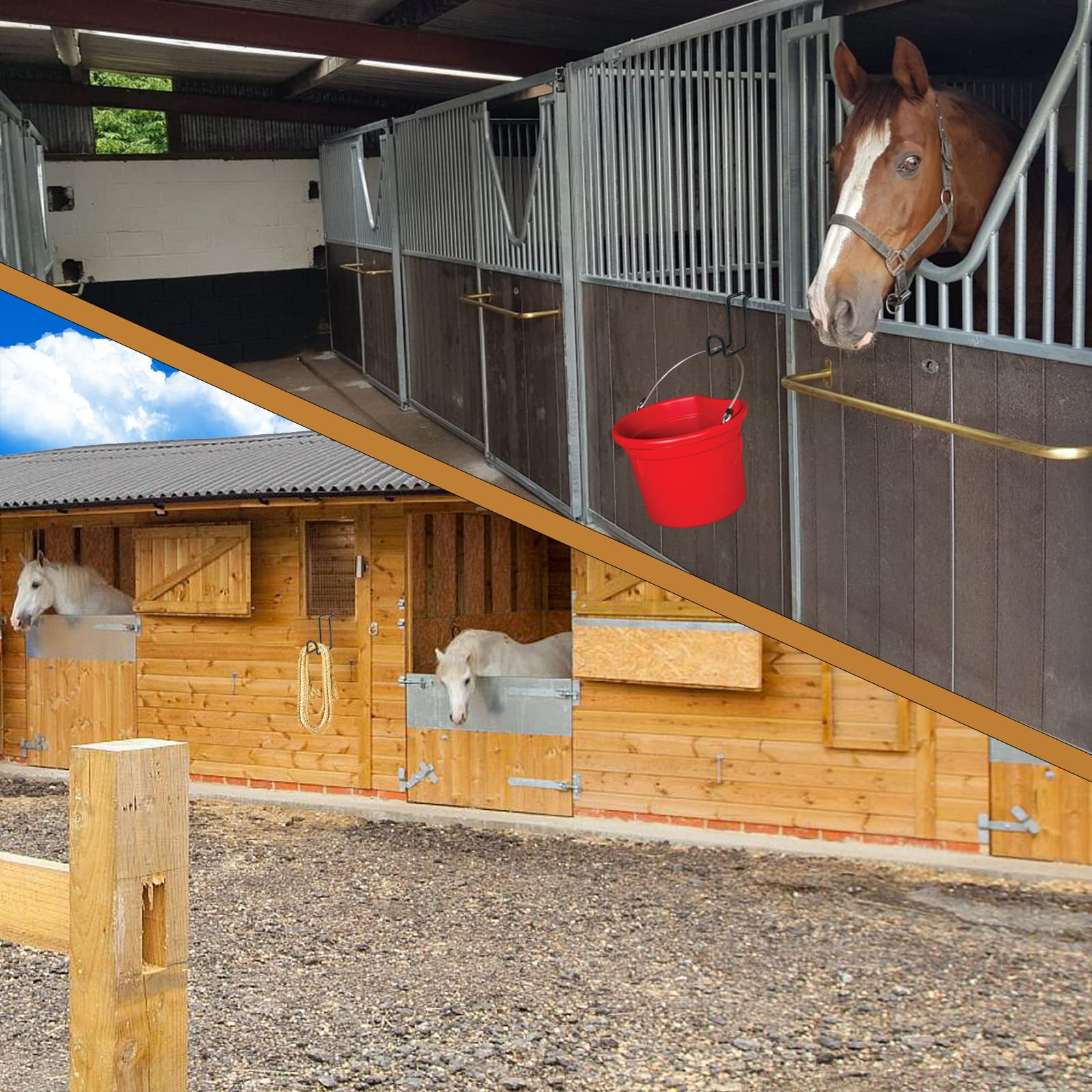 Hdyegy 6Pack 8 Inch Tack Hook Heavy Duty Metal Over Rail Tack Hooks Stall Hooks For Hanging Horse Bridles Halters And Buckets