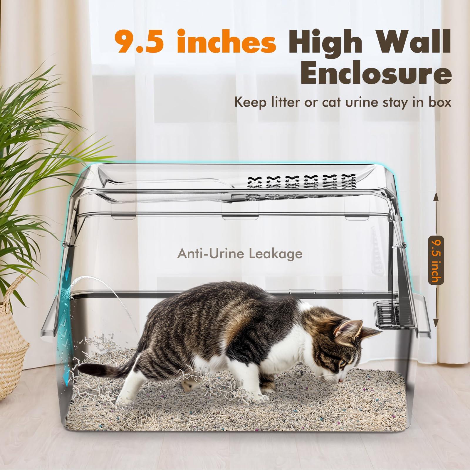 Rywell Stainless Steel Litter Box, Covered Xl Extra Large Cat Litter Box Enclosure, Metal Kitty Litter Boxes With Lid, Litter Sc