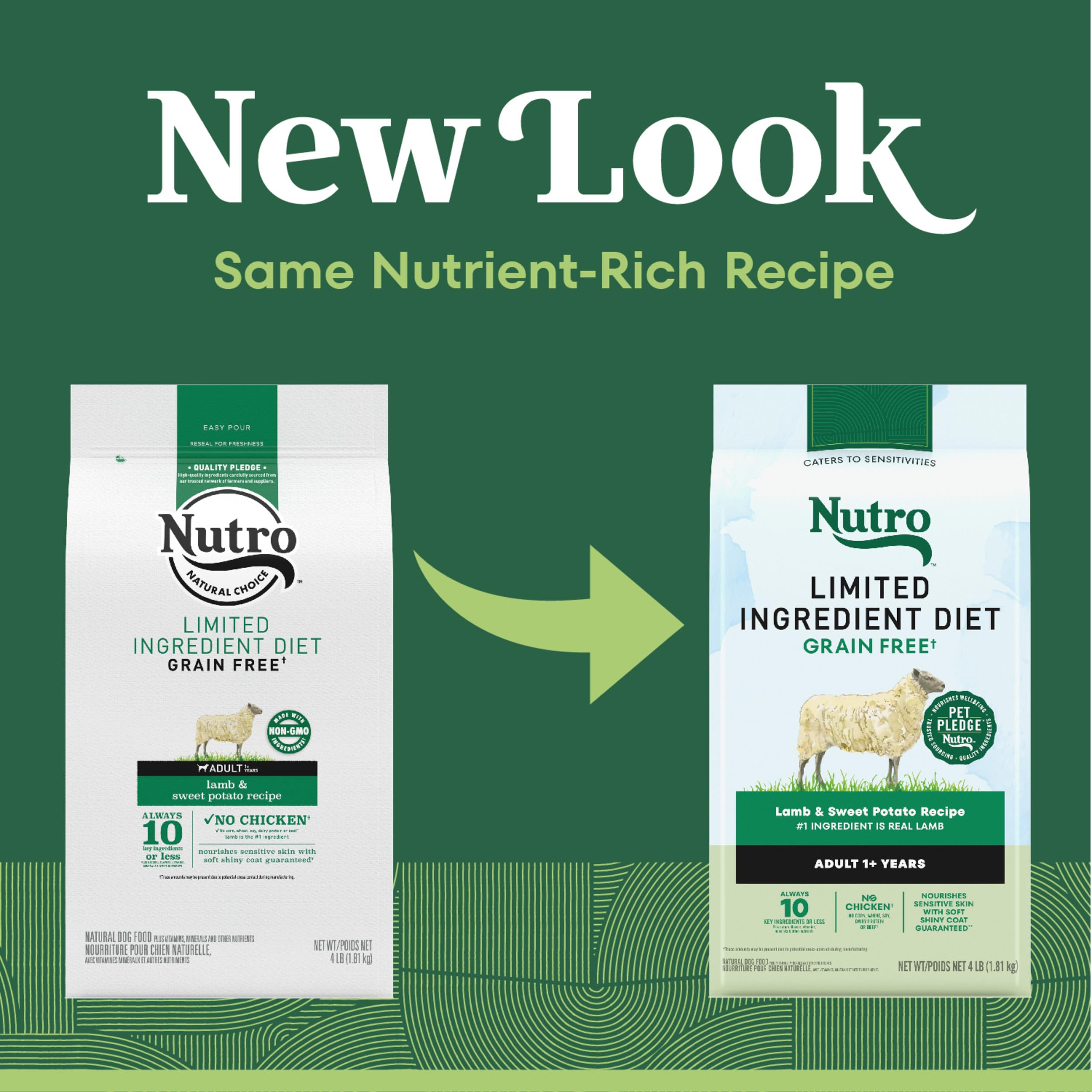 NUTRO Limited Ingredient Diet Adult Dry Dog Food, Lamb & Sweet Potato Dog Kibble, 4 lb. Bag