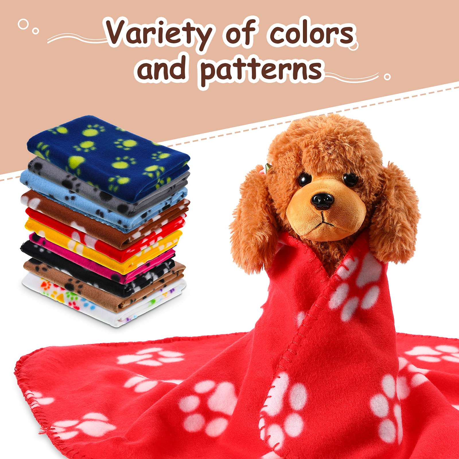 10 Pieces Pet Blankets With Paw Print Dog Cat Soft Fleece Blankets Sleep Mat Pad Bed Cover For Kitten Puppy And Other Small Anim
