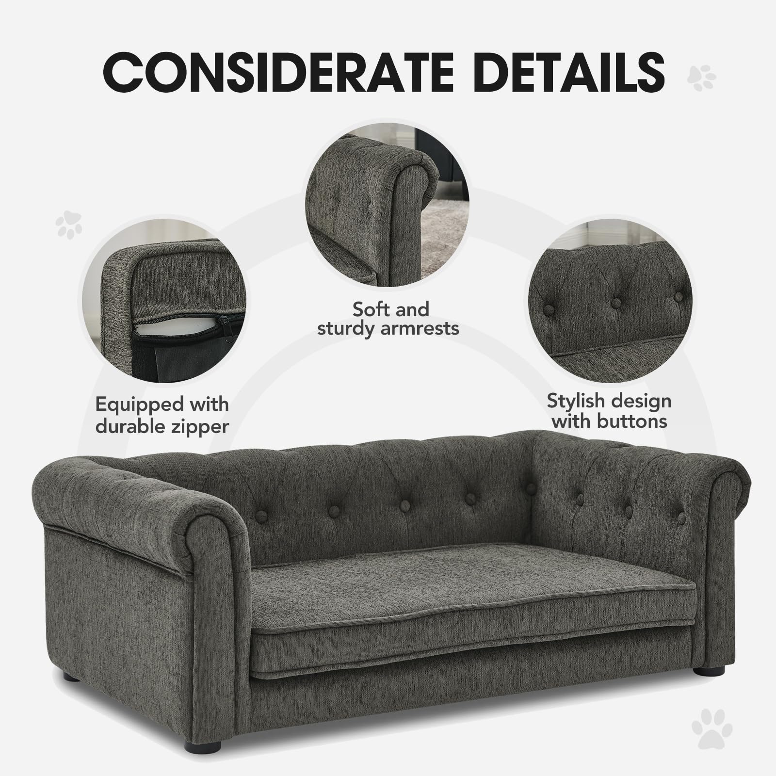 Dog Couches for Large Dogs Up to 60 lbs, 29  W Memory Foam Large Dog Bed with Legs, Durable Elevated Sofa Couch, Dry Clean Only,