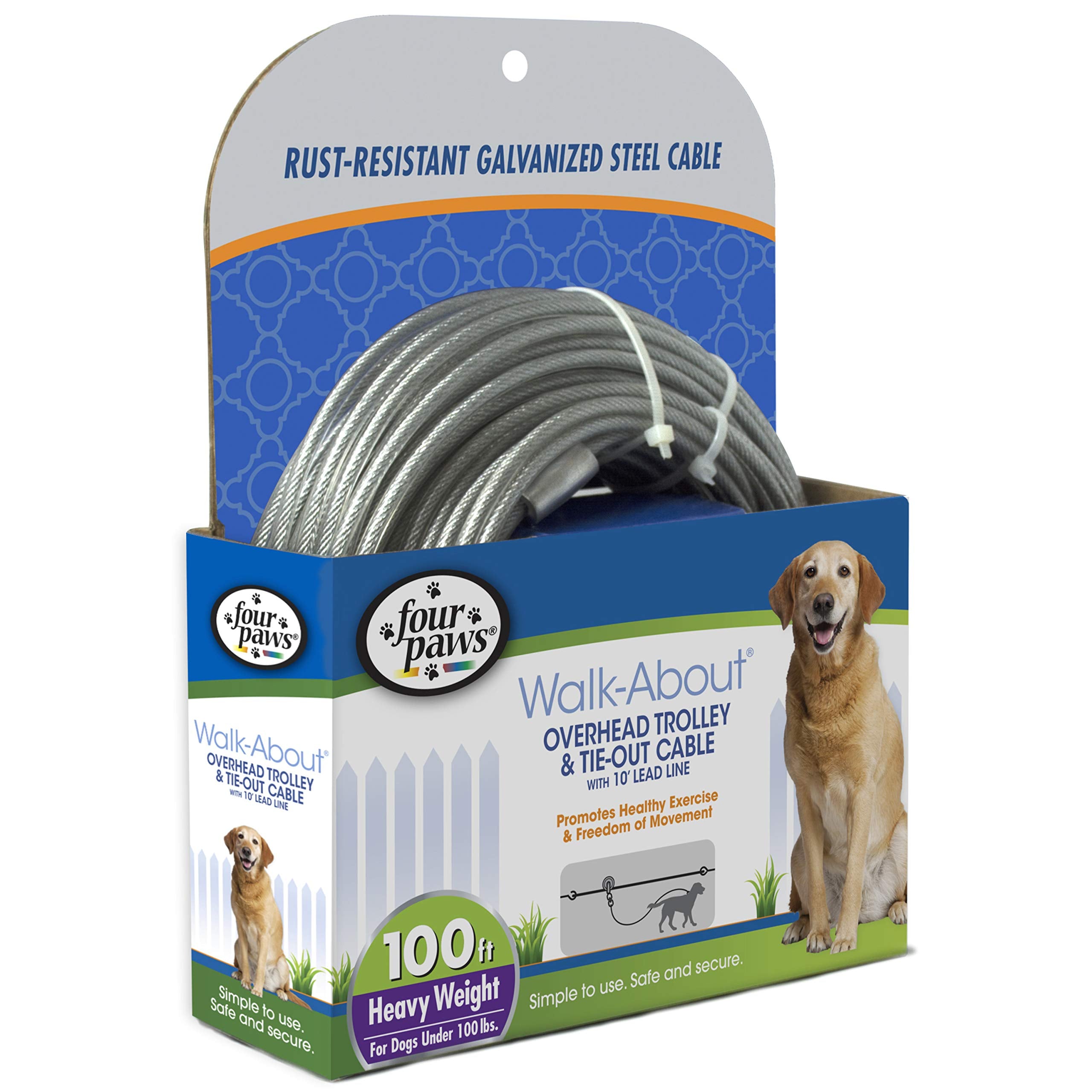 Four Paws Heavy Weight Trolley Exerciser Silver 100 Feet