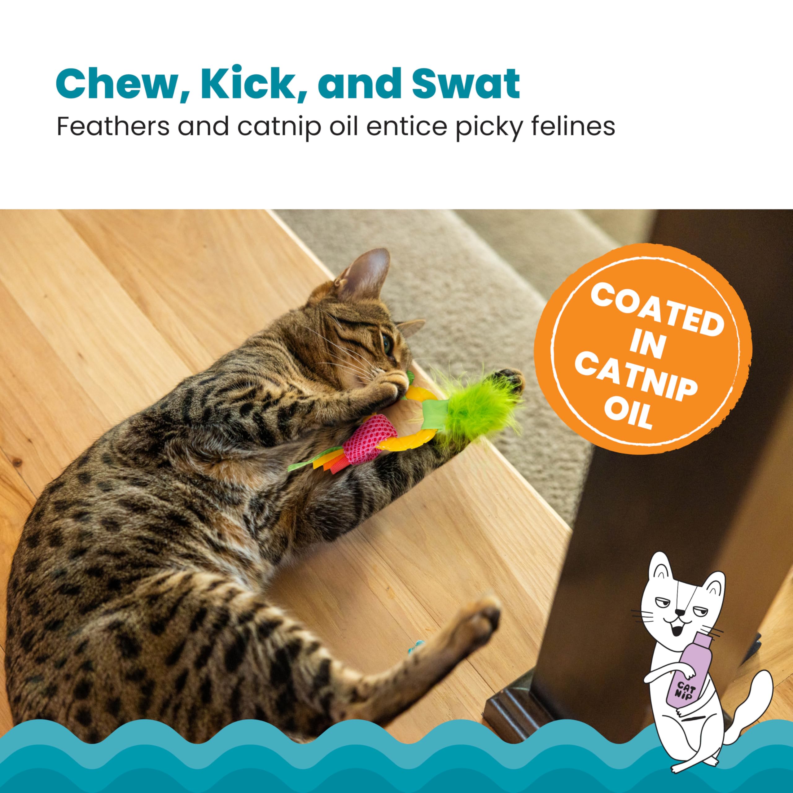 Catstages Dental Pineapple Teether - Chew Toy for Cats and Kittens - Textured Fabric and Mesh - Coated in Catnip Oil - Supports