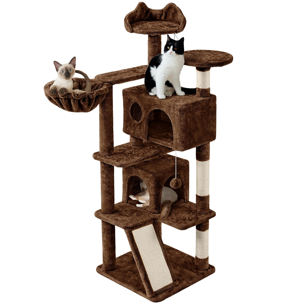 Yaheetech 57 Inches Cat Tree, Cat Tower With Versatile Condos, Premium Scratching Boards And Jump Platform, Cat Stand House For 