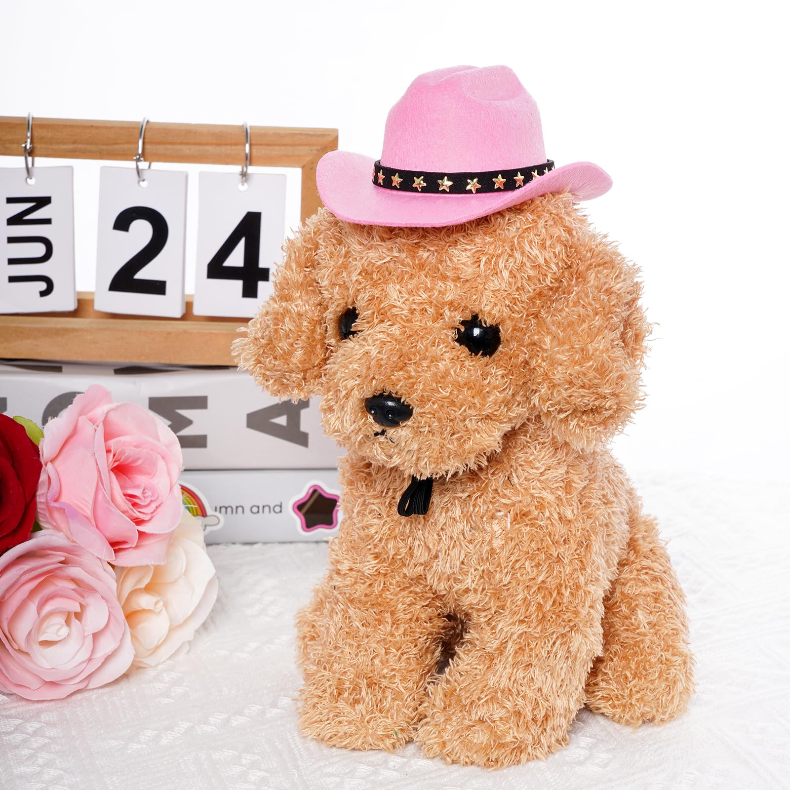 Choyaxo Pet Cowboy Costume Cosplay Cap Halloween Costumes For Dogs Cat Pet Party Decoration Mini Cowboy Hat (Pink, Small)