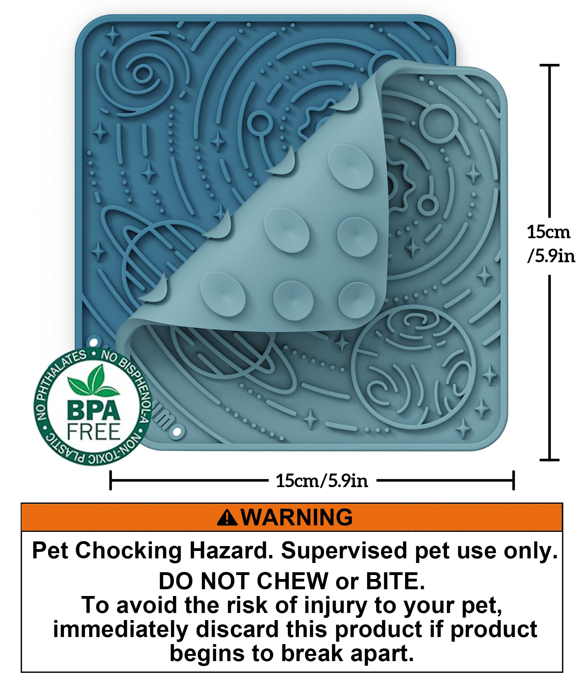Ohmo Lick Mat For Dogs And Cats(Small, Dark&Light Blue, 2Pcs) Enrichment Accessories Toy Space Star Easy Clean Pet Slow Feeder/S