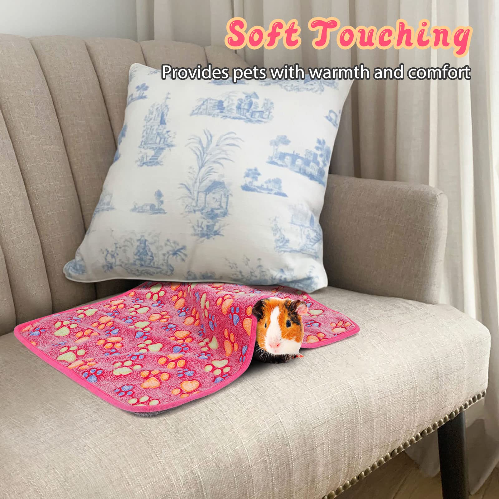 Yuepet Waterproof Guinea Pig Blankets Washable 3 Pack Small Animal Fleece Cage Liners Pet Soft Sleep Mat Pad Cover Warm Flannel