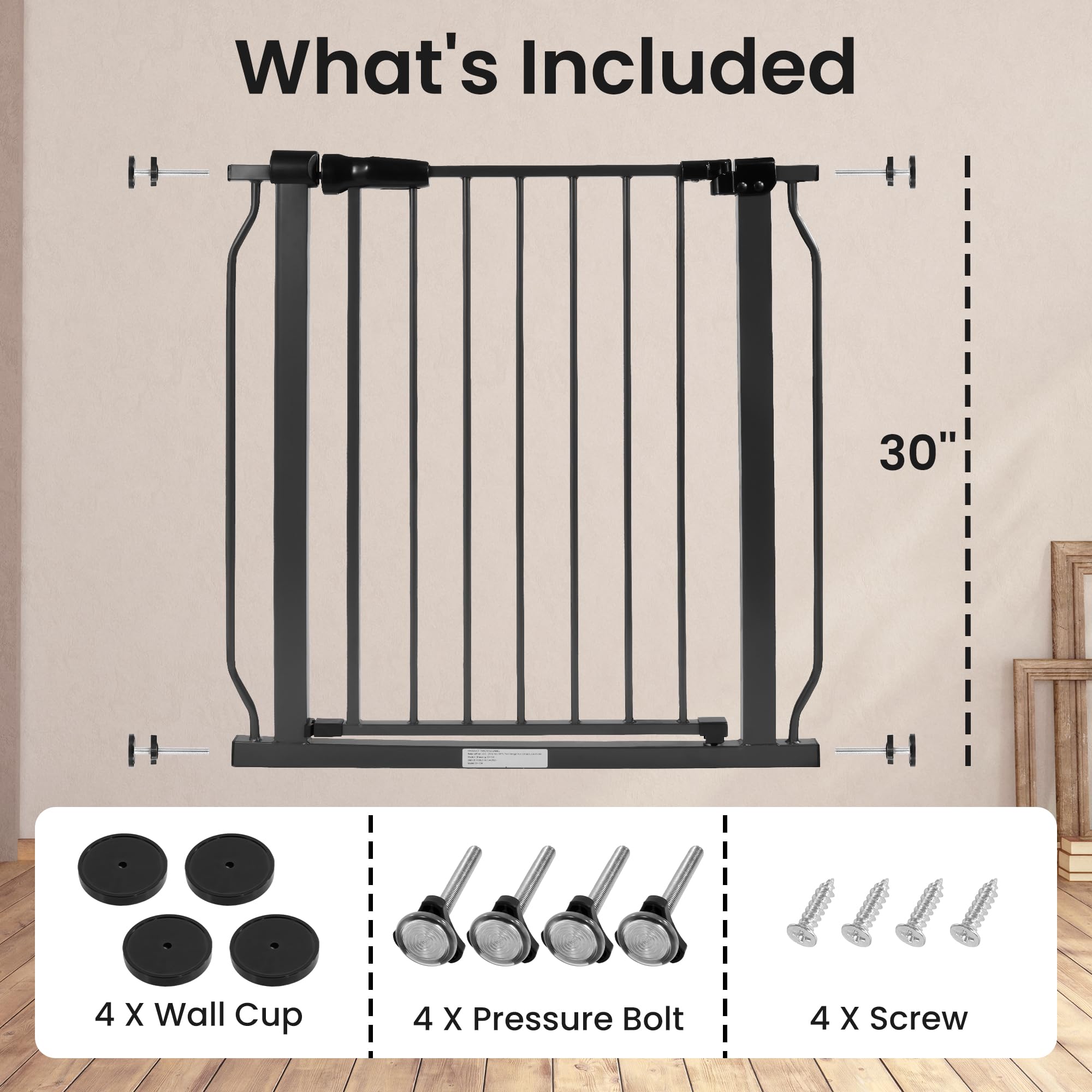 Balancefrom Easy Walk-Thru Safety Gate For Doorways And Stairways With Auto-Close/Hold-Open Features, 36-Inch Tall, Fits 29.1 - 33.8 Inch Openings, Graphite