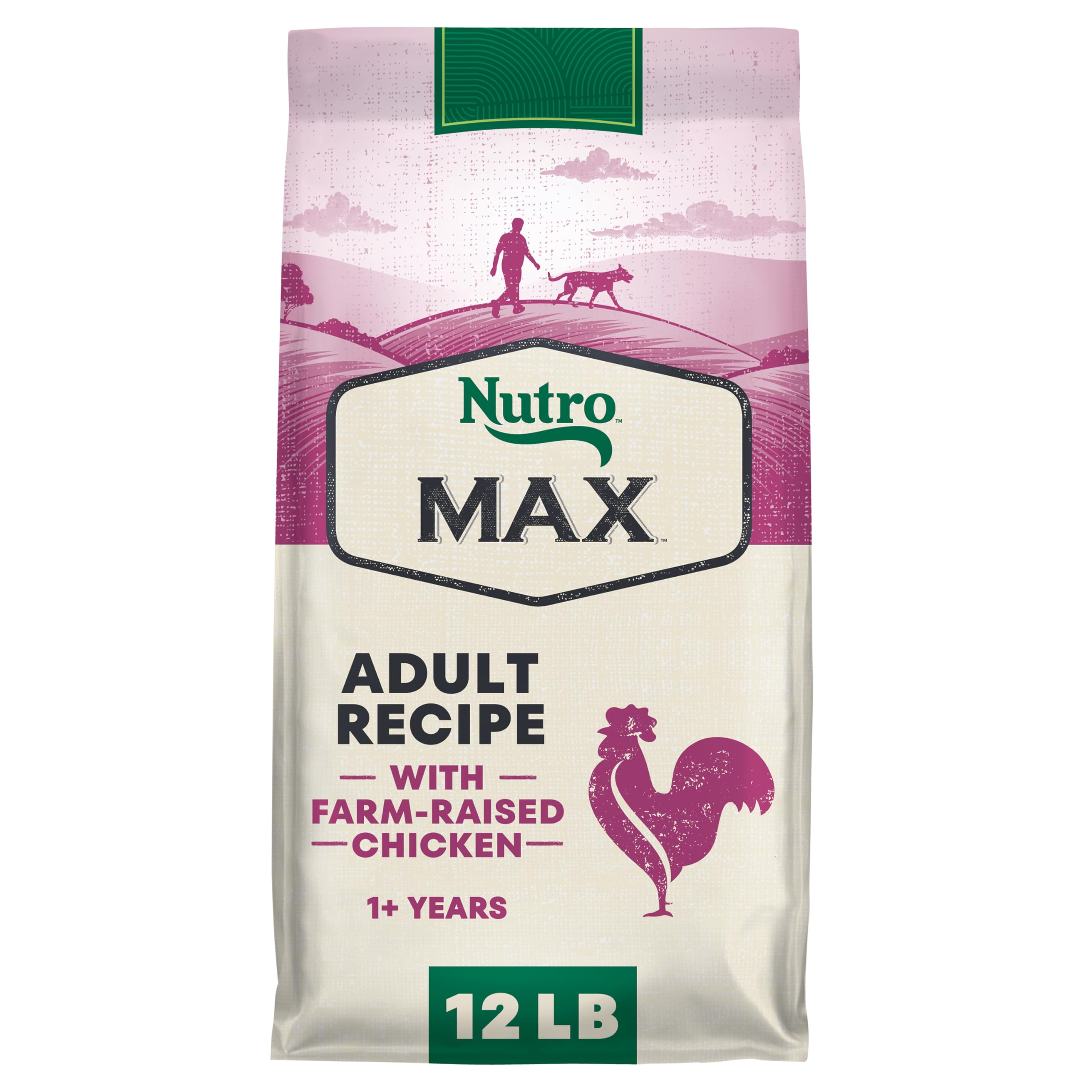 Nutro Max Adult Dry Dog Food with Farm-Raised Chicken, 12 lb Bag