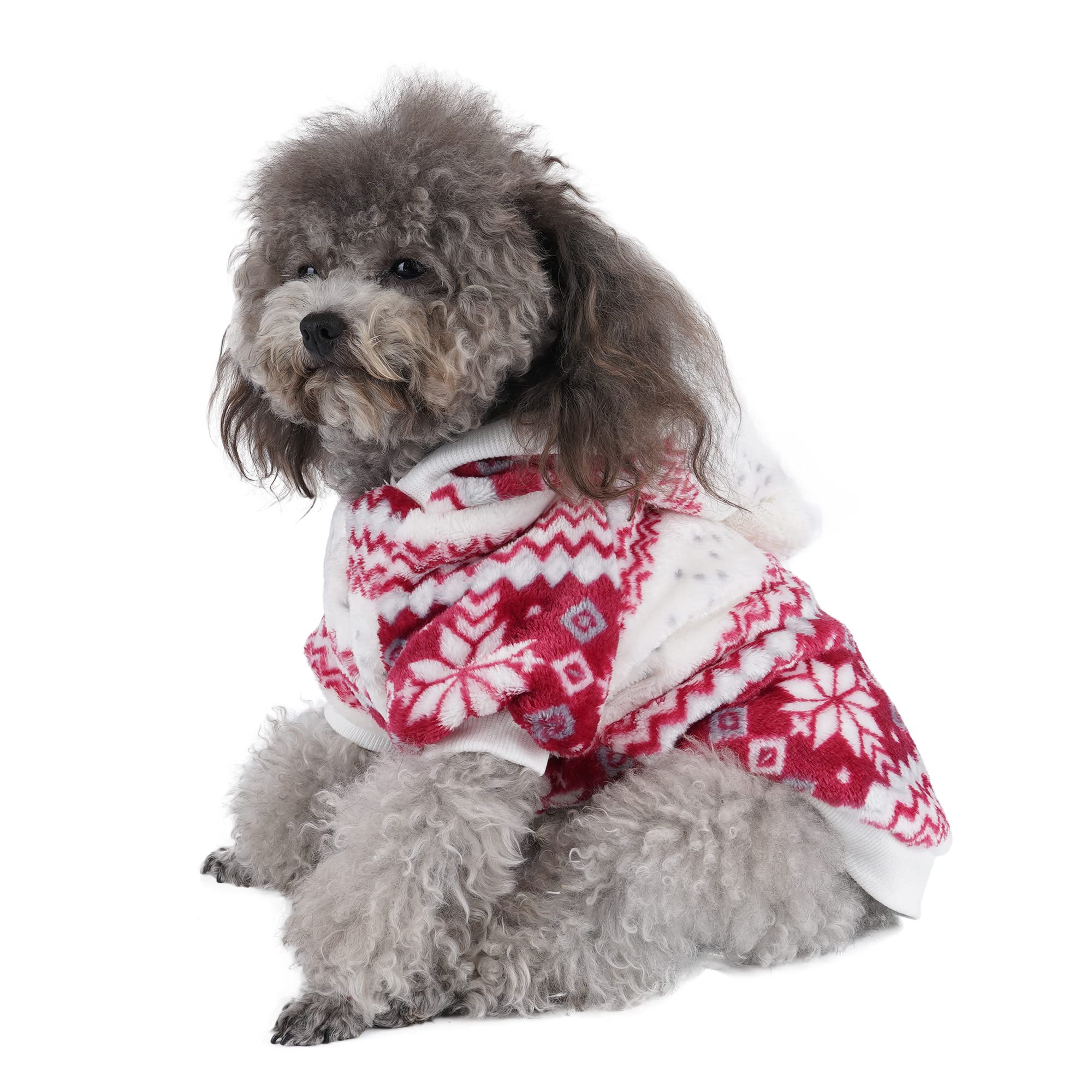 Filhome Dog Christmas Fleece Jacket, Pet Puppy Winter Coat Xmas Hoodie Warm Clothes For Dogs Cats Outfit Apparel
