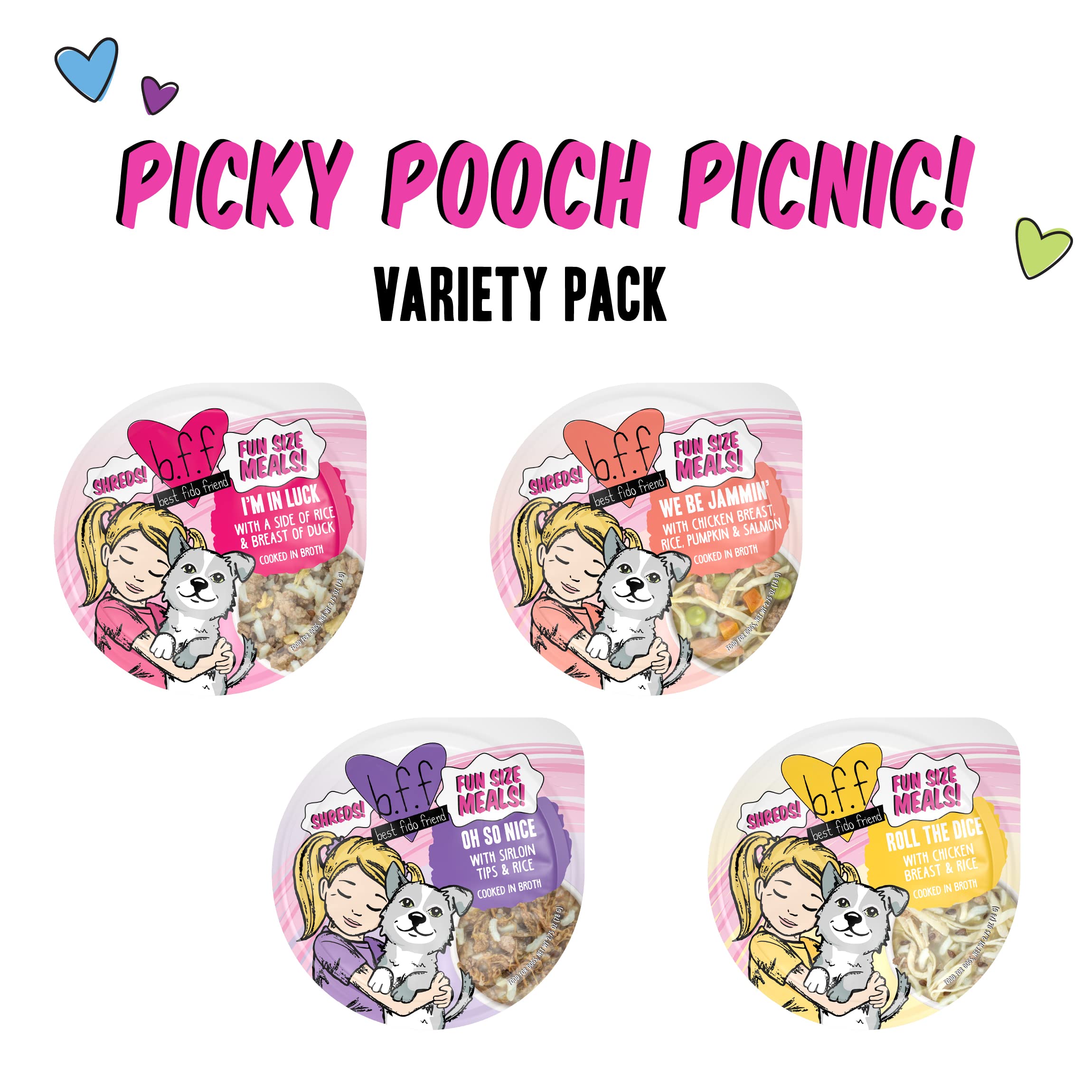 Weruva Best Fido Friend Fun Size Meals for Dogs, Picky Pooch Picnic Variety Pack, 2.75oz Cup, Pack of 8
