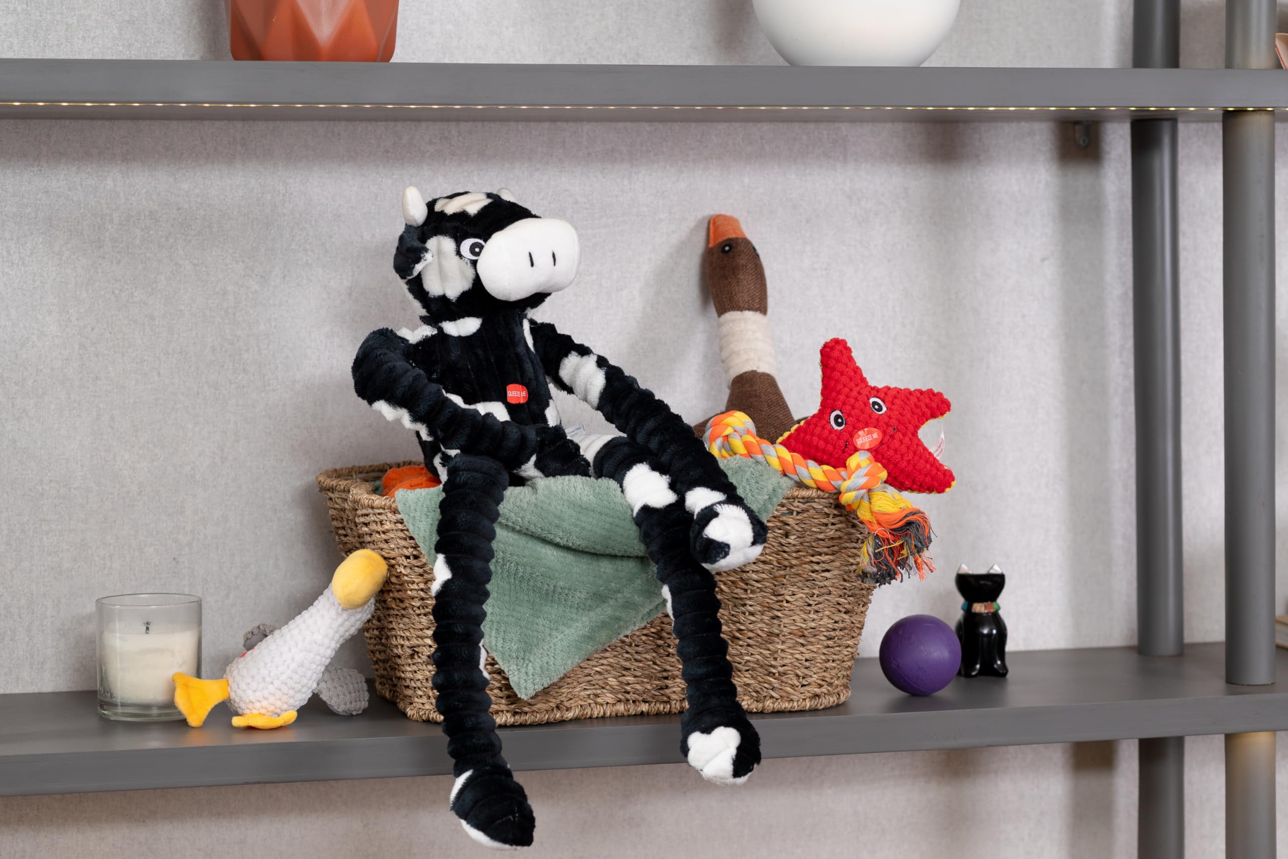 Dog Toy Basket, Bone Shaped Dog Toy Bin, Handmade Pet Organizer And Storage, Toy Box for Cats, (17x13 Seagrass)