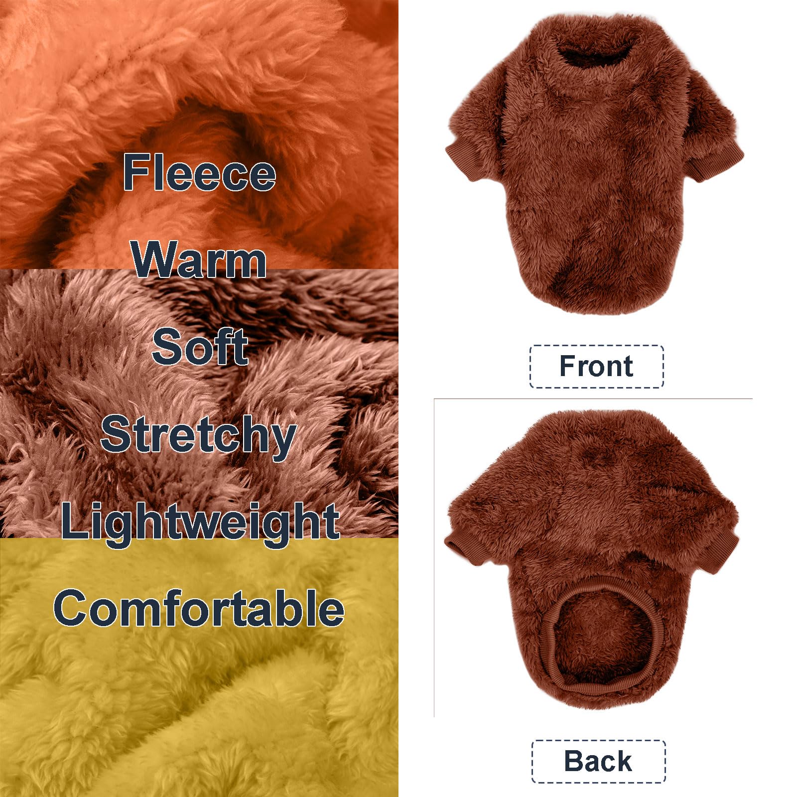 Kyaringtso Dog Sweater, 3 Pack Dog Sweaters For Small Dogs, Dog Clothes For Small Dogs Girl Boy, Ultra Soft And Warm Puppy Sweater Dog Coat For Winter Christmas (Orange+Coffee+Yellow, Xx-Small)