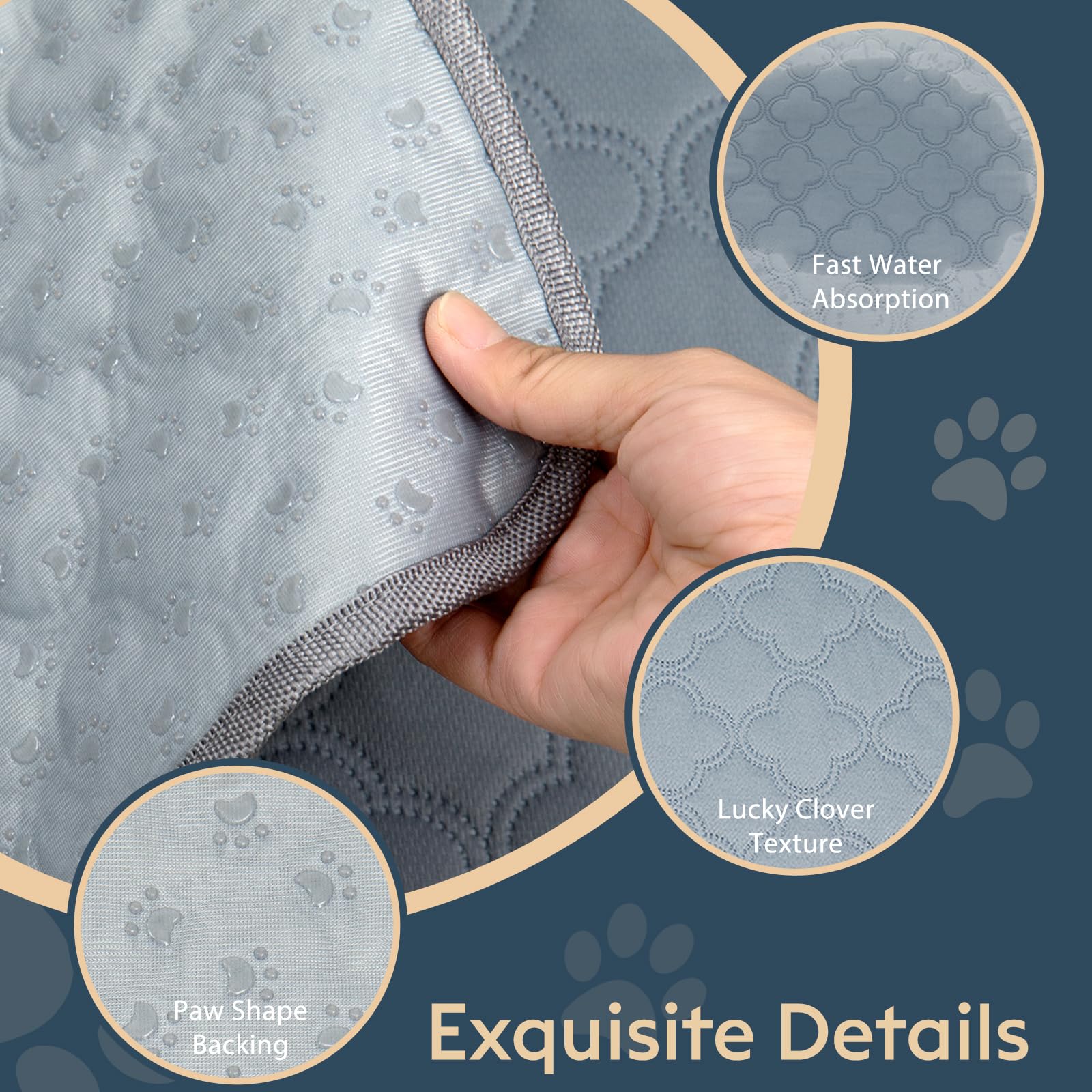 Funfurry Washable Pee Pads For Dogs - 2 Pack Reusable, Waterproof Puppy Pads, Super Absorbent With Dog Paw Shape Non-Slip Backin