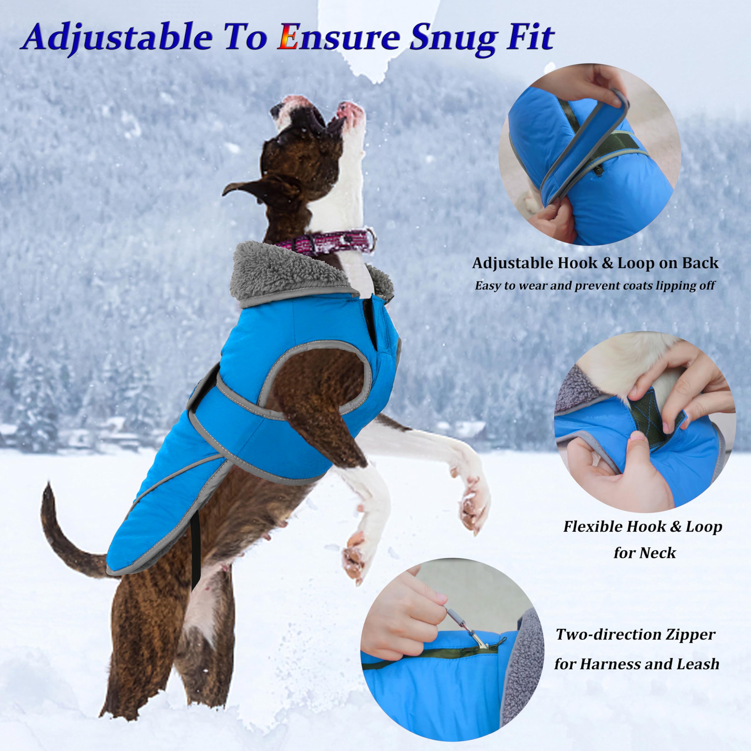 Dogcheer Dog Coat, Christmas Dog Jacket Waterproof Dog Winter Coat for Cold Weather, Reflective Adjustable Pet Snow Jacket Puppy