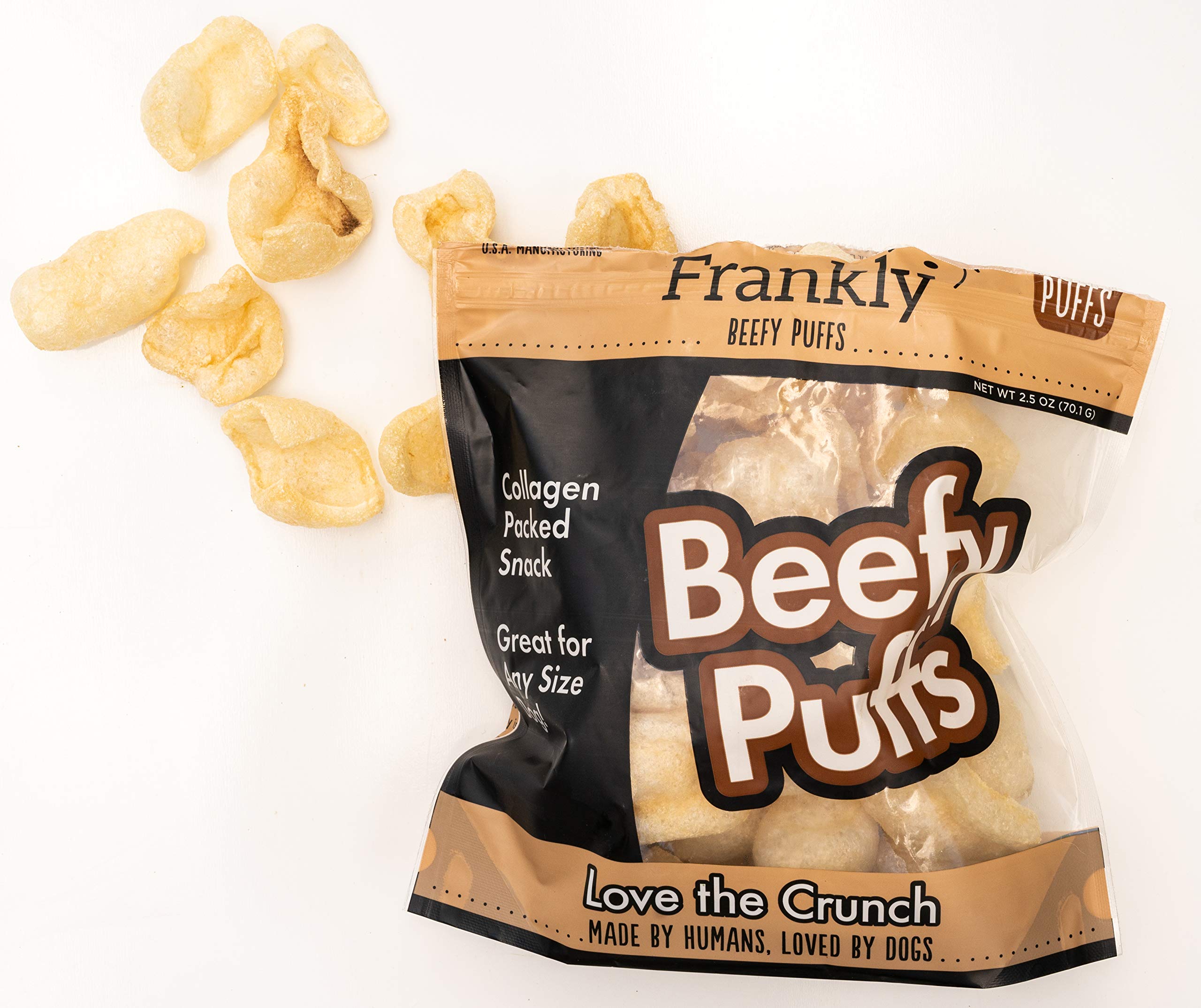 Frankly Collagen Beefy Puffs | Small Dog Treats | Crunchy Protein Bites | Rawhide Free, Grain Free, Low Fat Dog Training Rewards