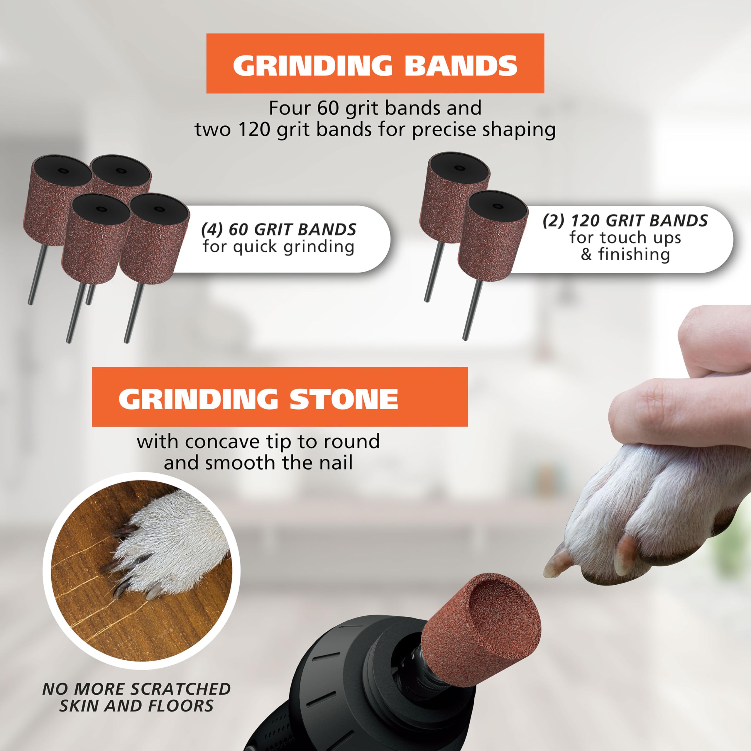 Wahl Grind & Smooth 2 Speed Battery Dog Nail Grinder With Concave Rounding Tip And Nail Guard For Increased Safety And Precise N