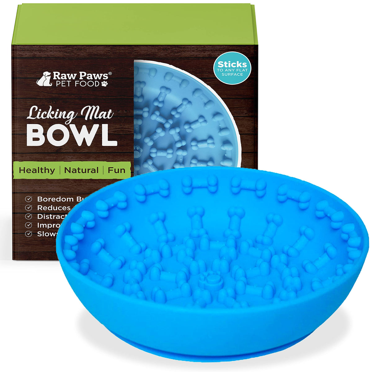 Raw Paws Licking Mat Bowl - Bathing, Shower & Grooming Distraction Mat for Dogs with Suction - Boredom & Anxiety Reducer - Great