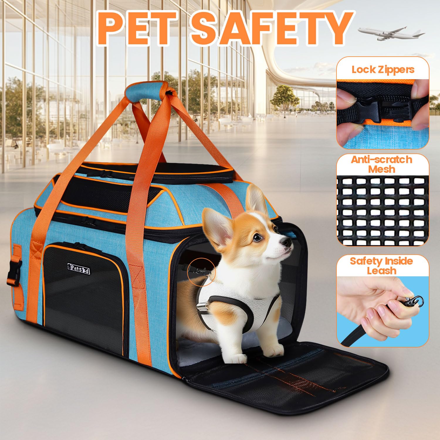 Petskd Top-Expandable Pet Carrier 19X13X9 Inches Southwest Allegiant Airlines Approved, Soft-Sided Carrier For Small Dog Under 1