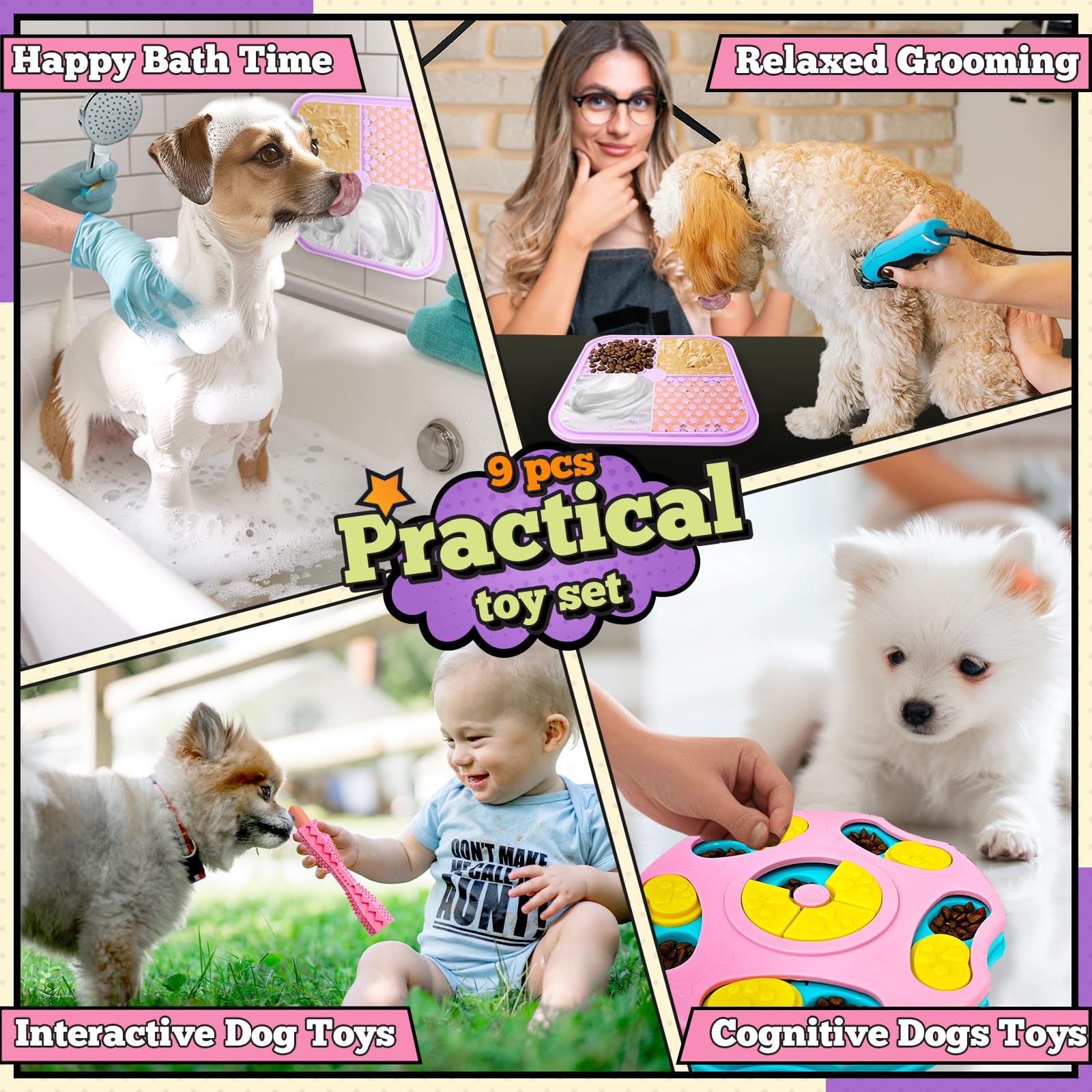 PETCARE 9 PCS Interactive Enrichment Dog Puzzle Toy Set, Mentally Stimulating Cognitive Dogs Toys for Small Medium Smart Dogs Ca