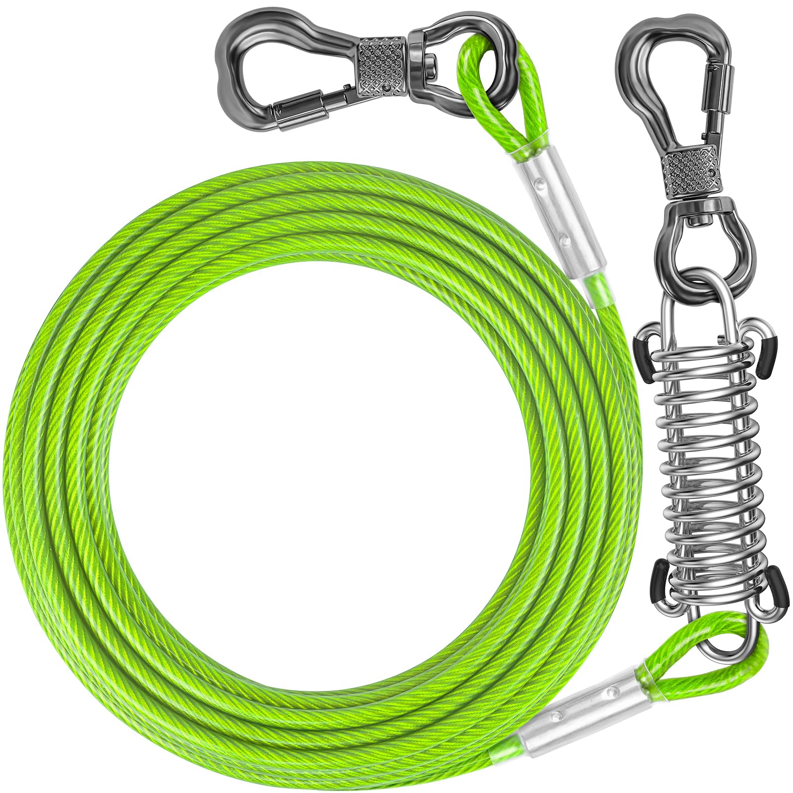 Tresbro 40 Ft Dog Tie Out Cable, Heavy Duty Chains For Outside With Spring Swivel Lockable Hook, Pet Runner Cable Leads For Yard