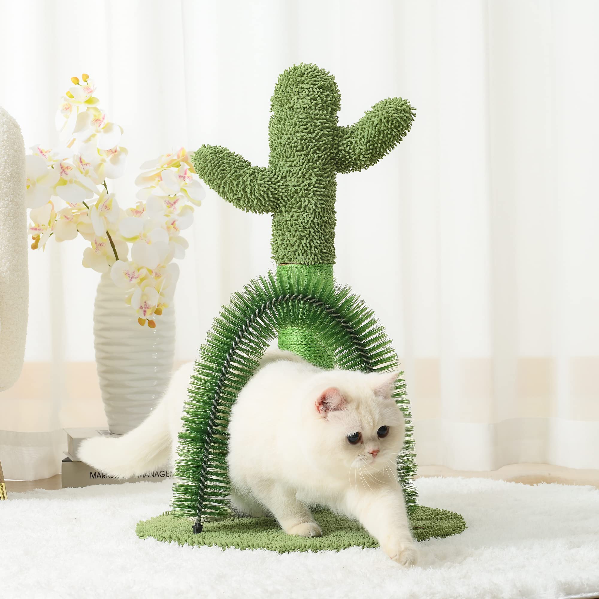 Mile High Life | Cat Scratching Post 25'' With Dangling Bell | Cat Condo With Hammock And Cactus Scratching Posts Tree For Kitte