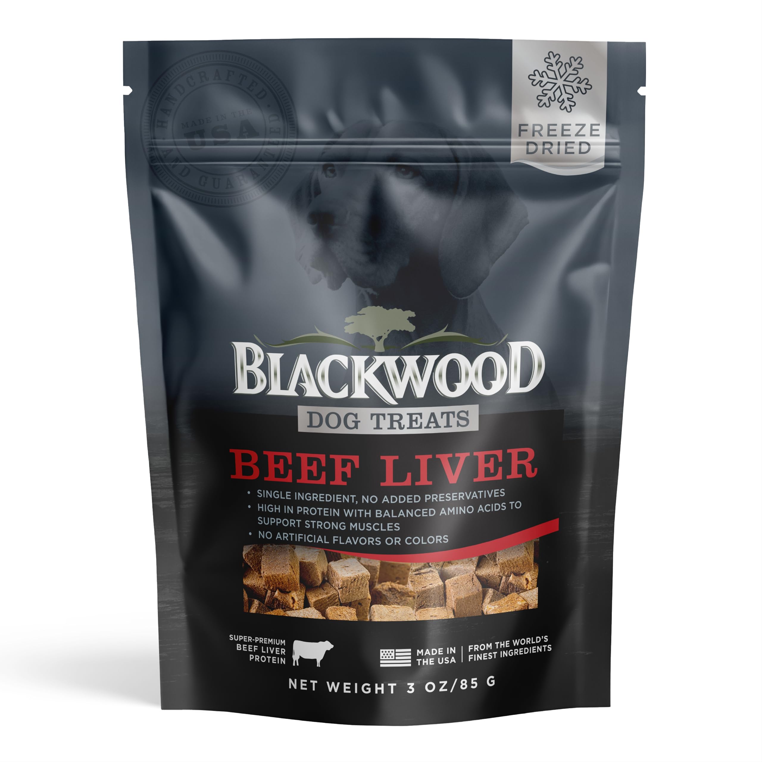 Blackwood Freeze Dried Raw Single Ingredient Dog Treats, 100% Beef Liver, 3 Ounce Pouch, High Protein, Made in The USA