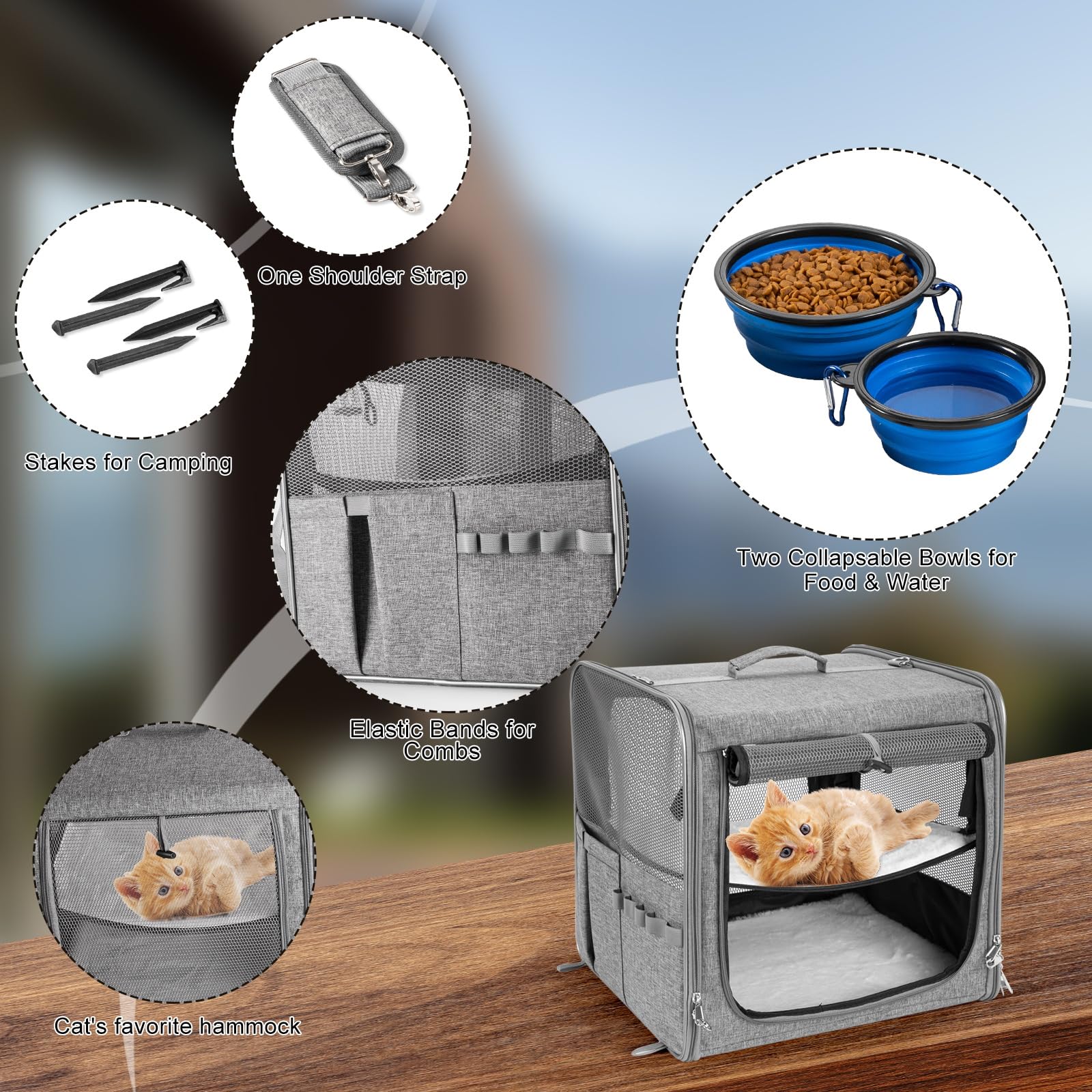 Suertree Cat Carrier For 2 Cats, Pet Travel Carrier With Litter Box For Cats And Small Dogs Up To 45 Lbs, Bowls, And Locking Zip