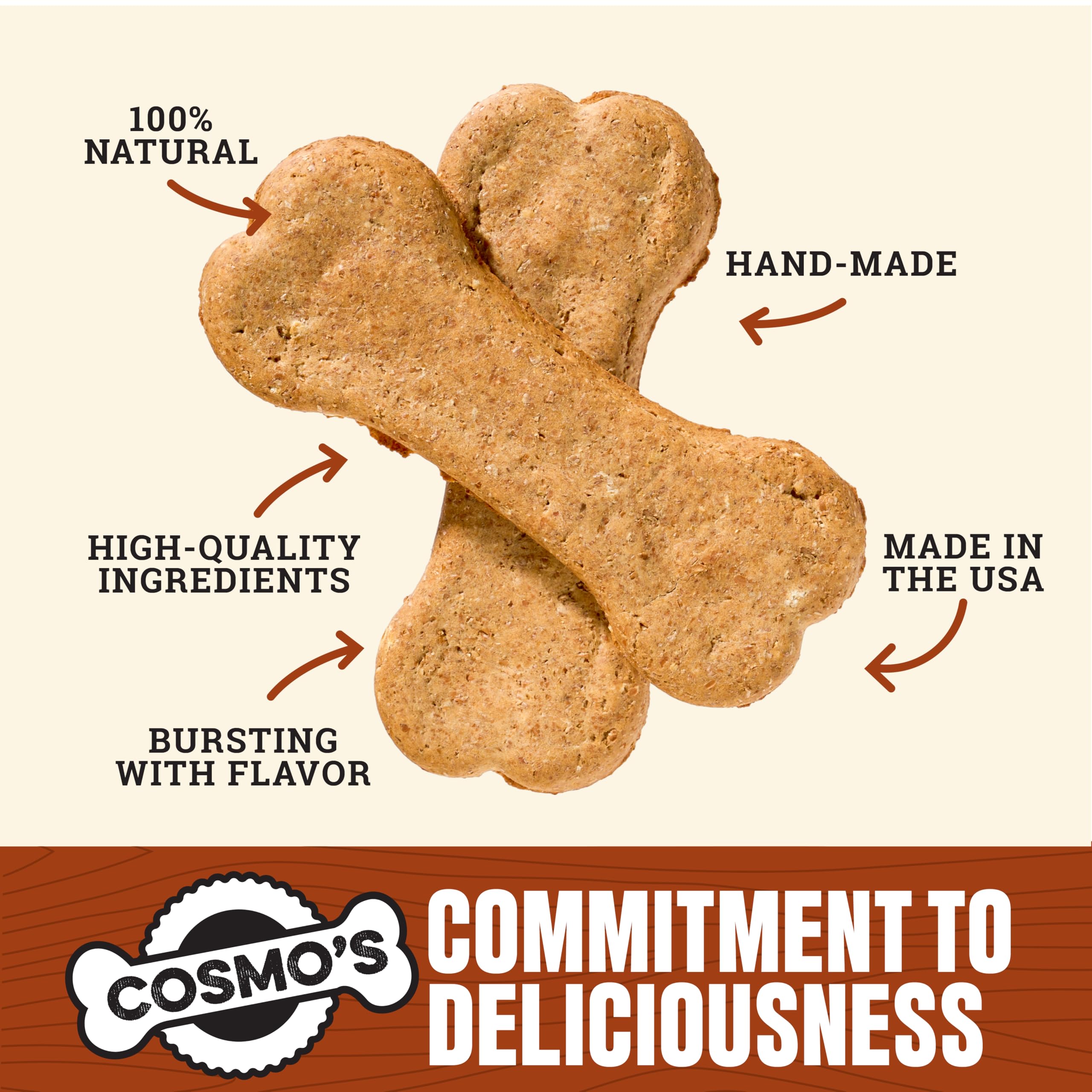Cosmos Snack Shack Peanut Butter Bakery Bone - All Natural Dog Treat - Made in USA (24 Count Pack of 1)